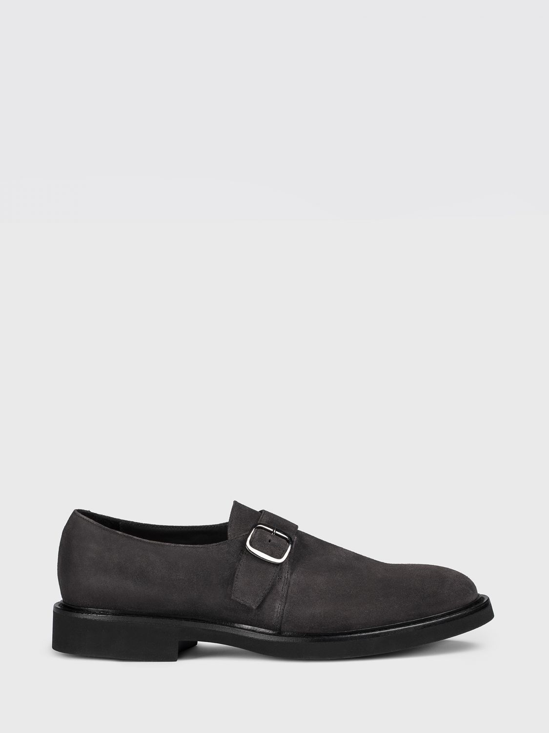 Doucal's Single-buckle Suede Monk Shoe In Gray
