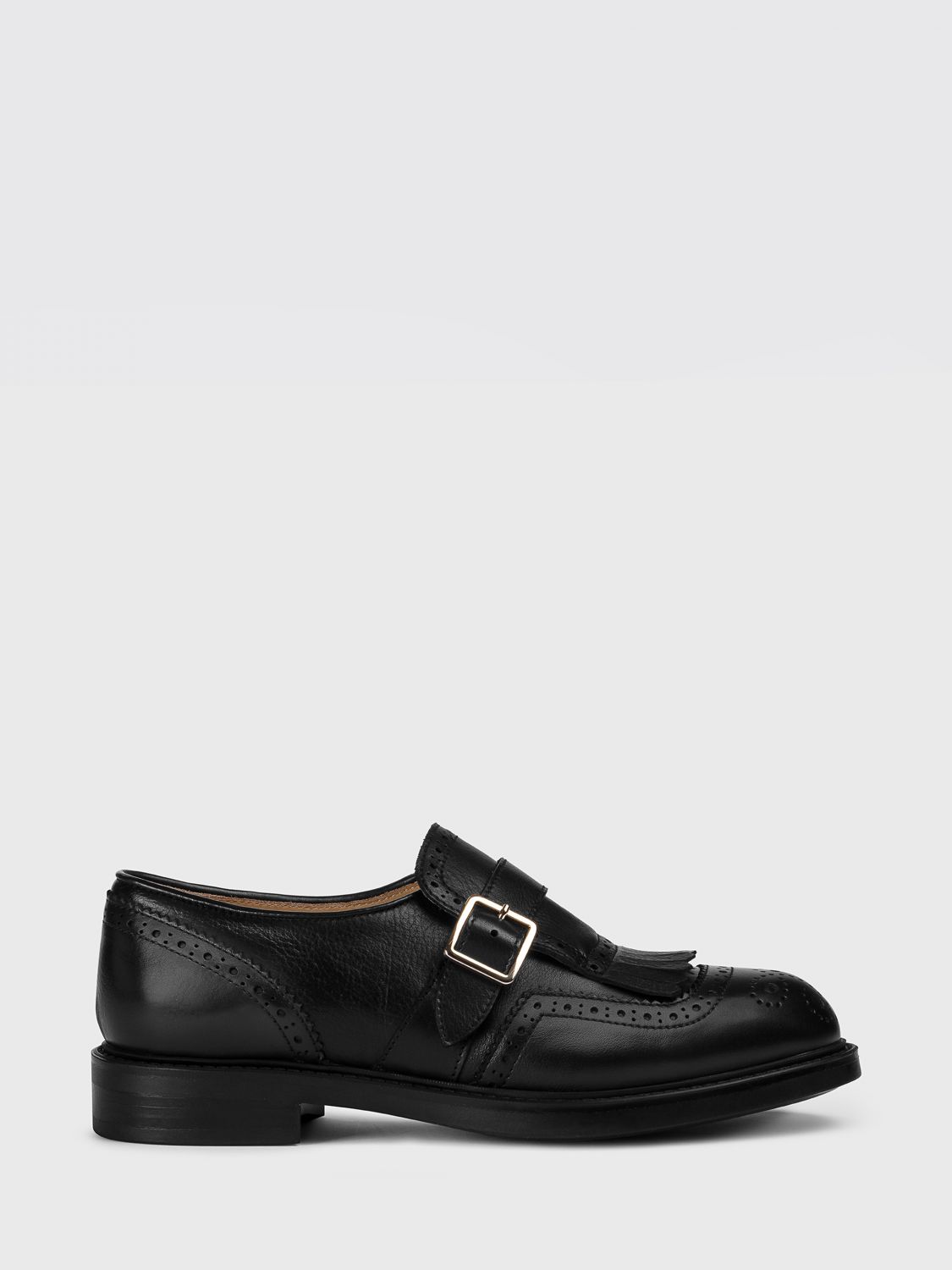 Doucal's Single-buckle Fringe Derby Shoes In Black