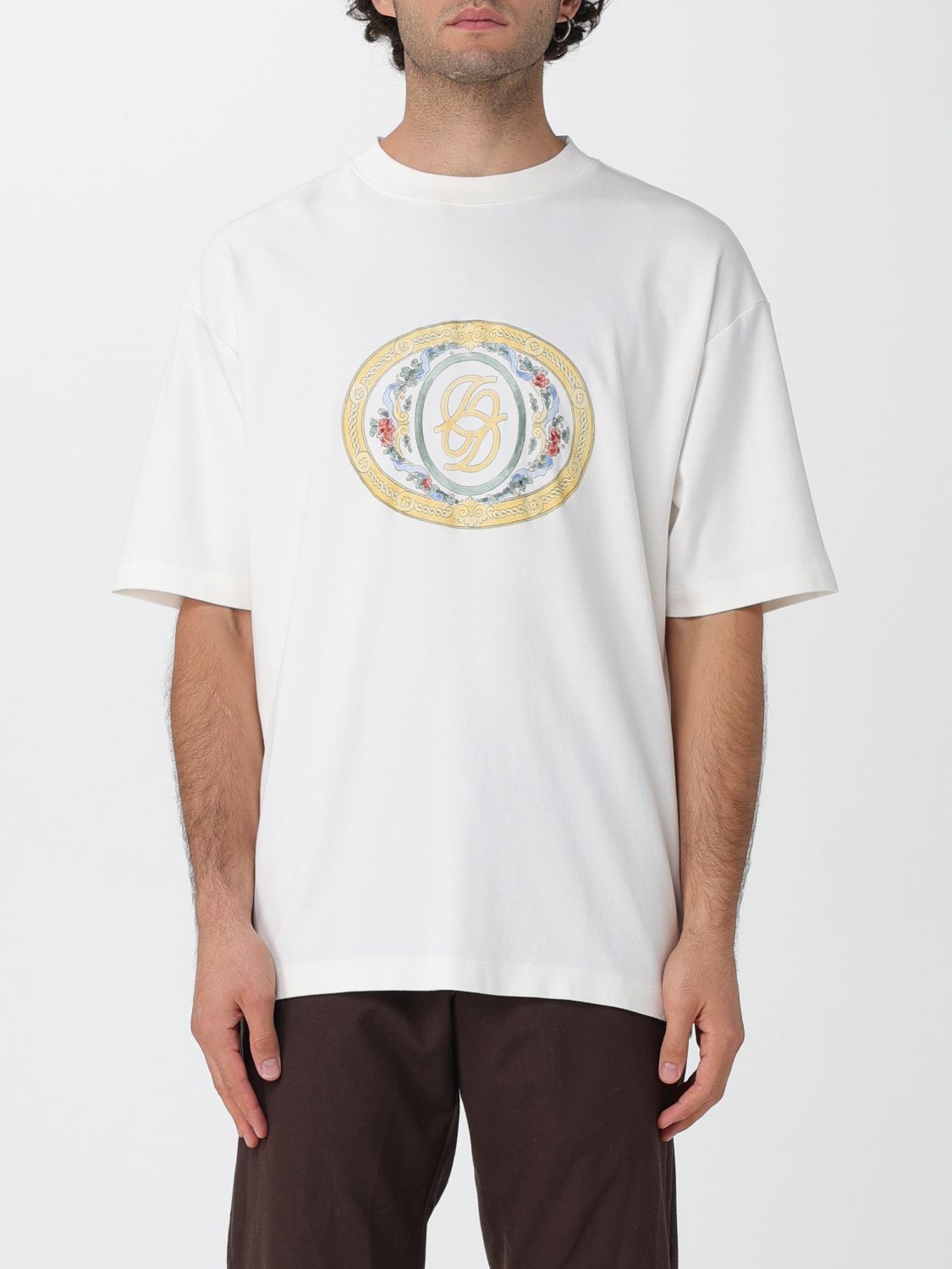 Drôle De Monsieur Le T-shirt D Miroir Ornements Printed Cotton T-shirt In White
