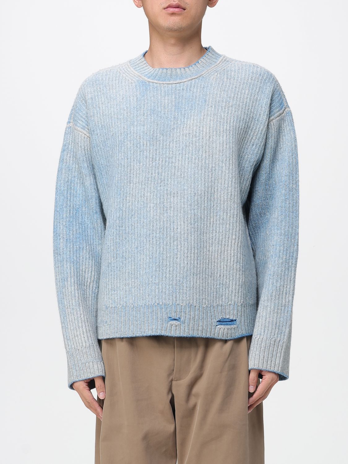 Represent Reversible Wool Sweater With Distressed Effect In Blue