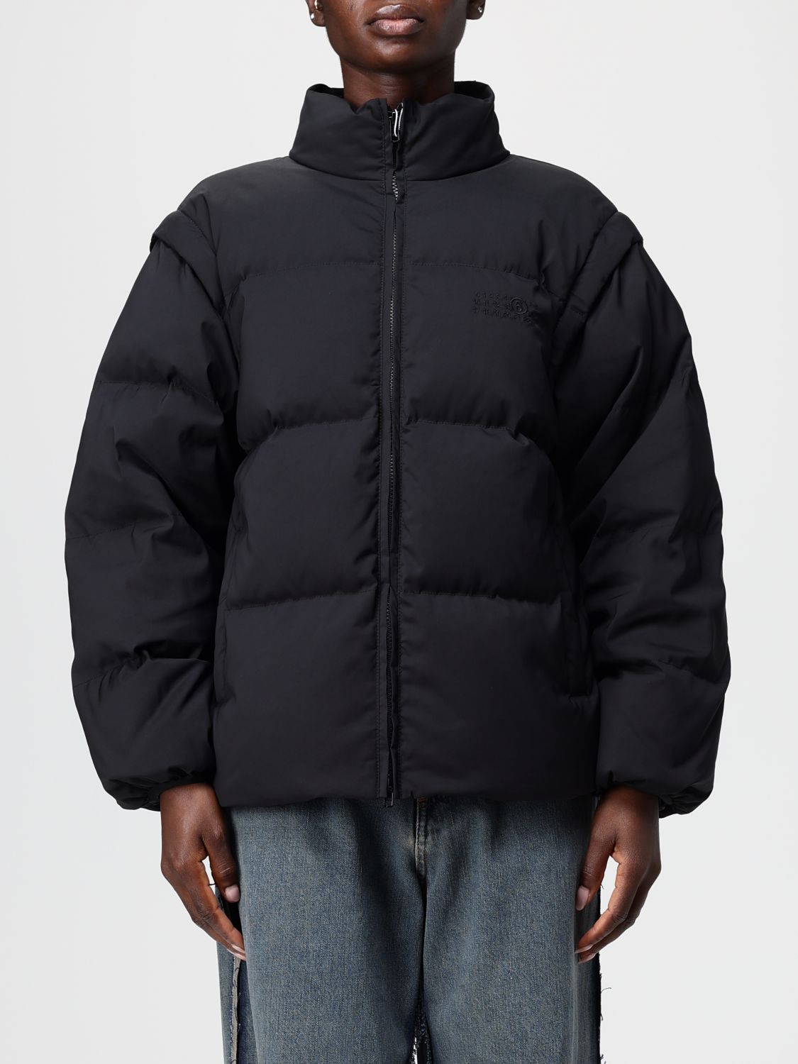 Mm6 Maison Margiela Numeric Signature Mm6 Embroidery Down Jacket In Black