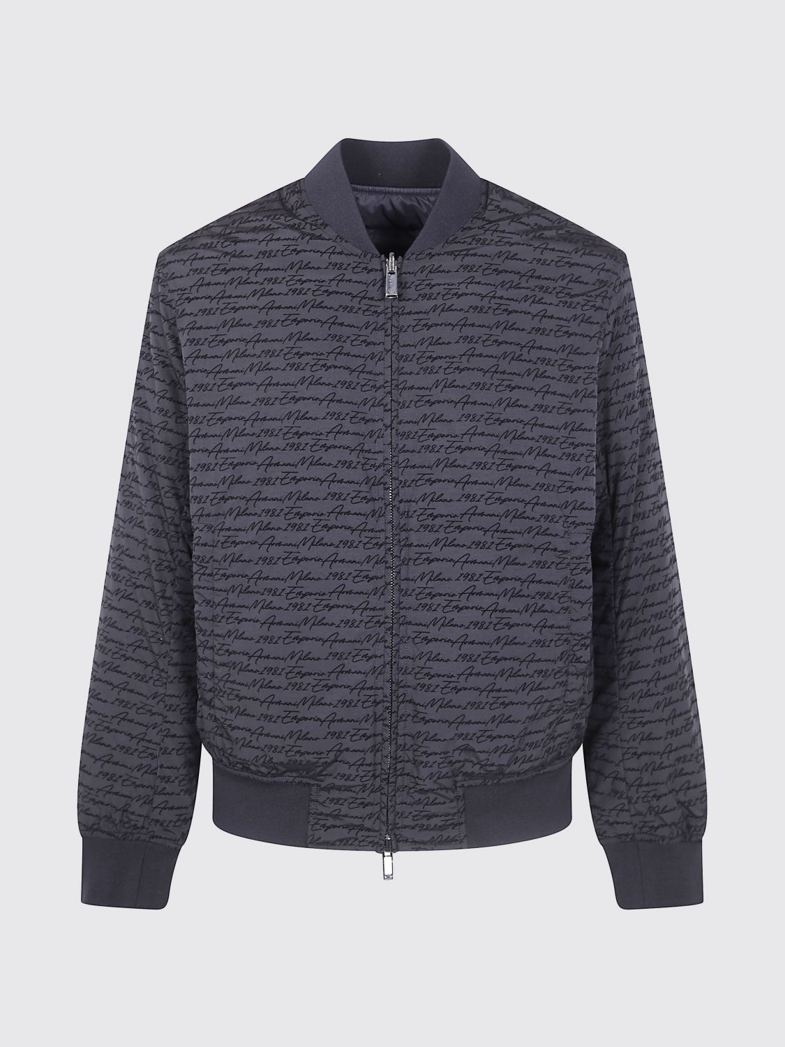 Emporio Armani Script-print Bomber Jacket In Blue