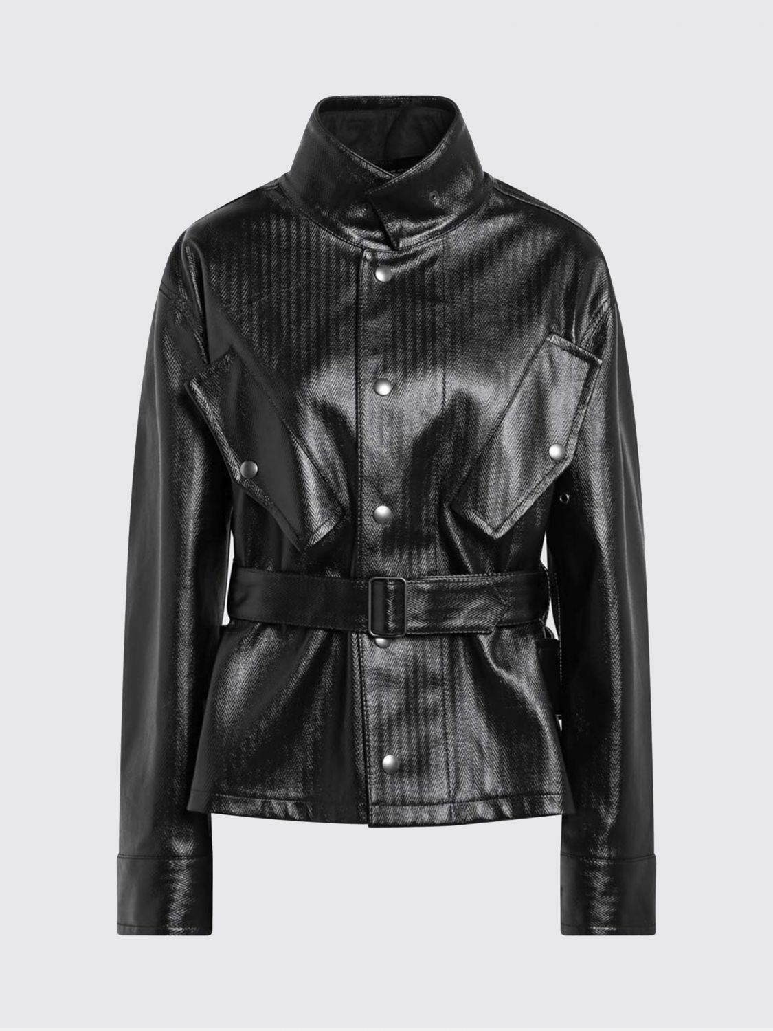 Maison Margiela Laminated High-neck Jacket In Black