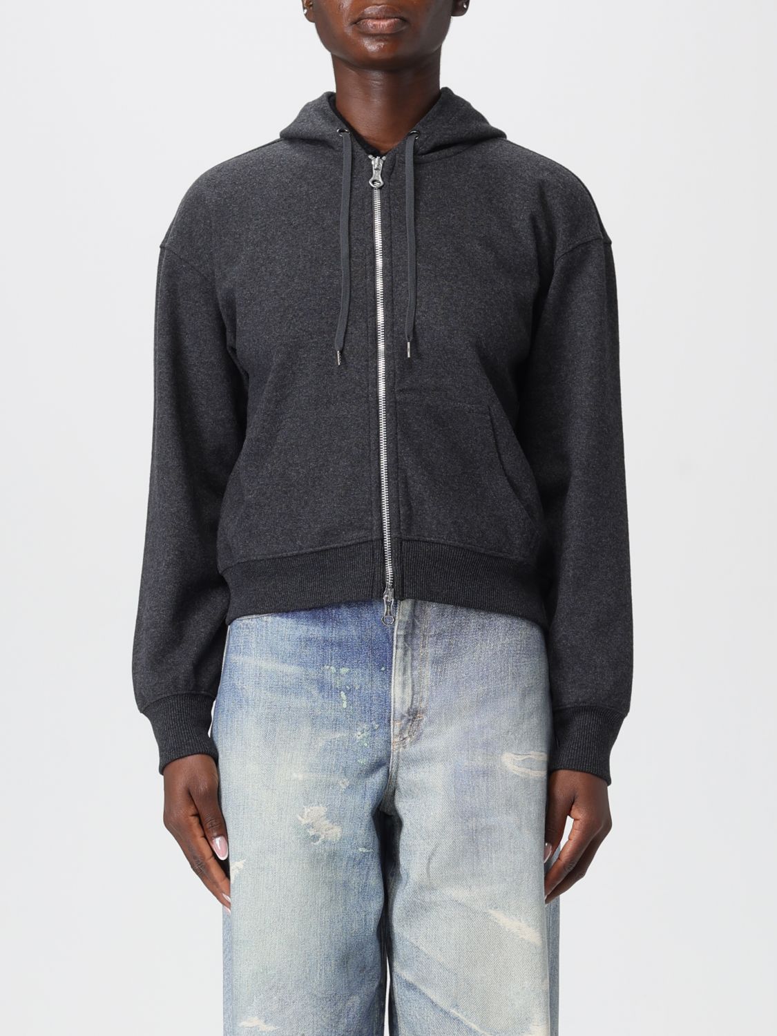 Our Legacy Relaxed Fit Front-zip Sweatshirt With Drawstring Hood In Blue