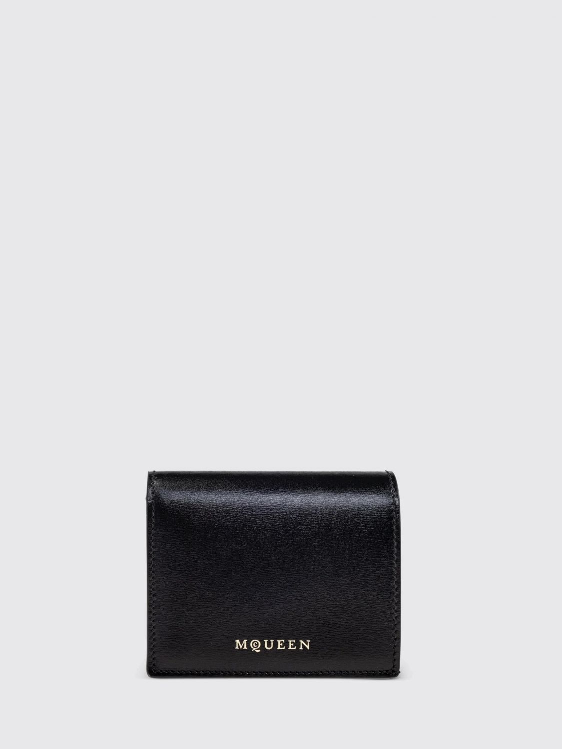 Alexander Mcqueen Logo Stamp Leather Wallet In Black