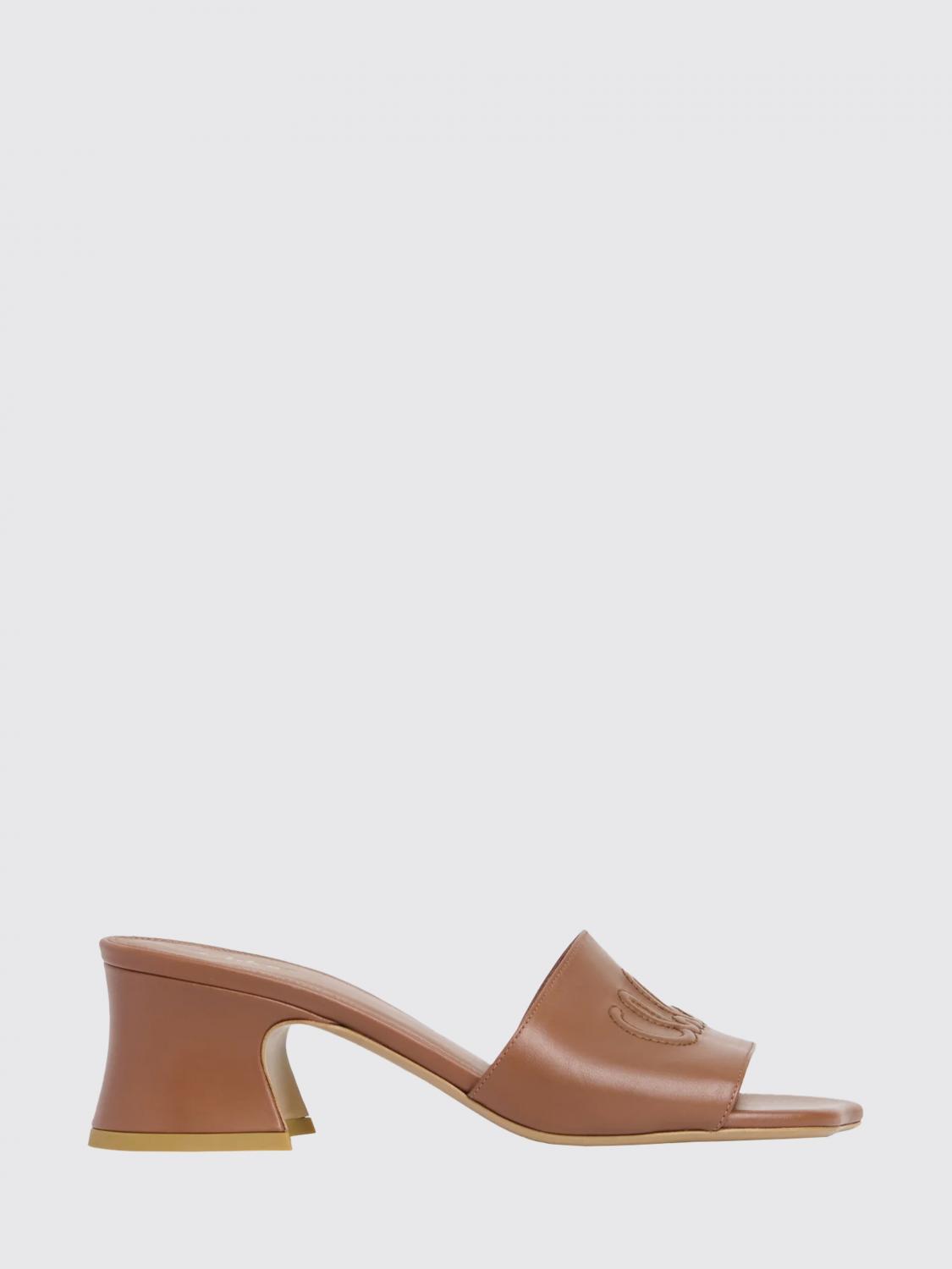 Chloé Soleil 55 Shiny Leather Mules In Brown