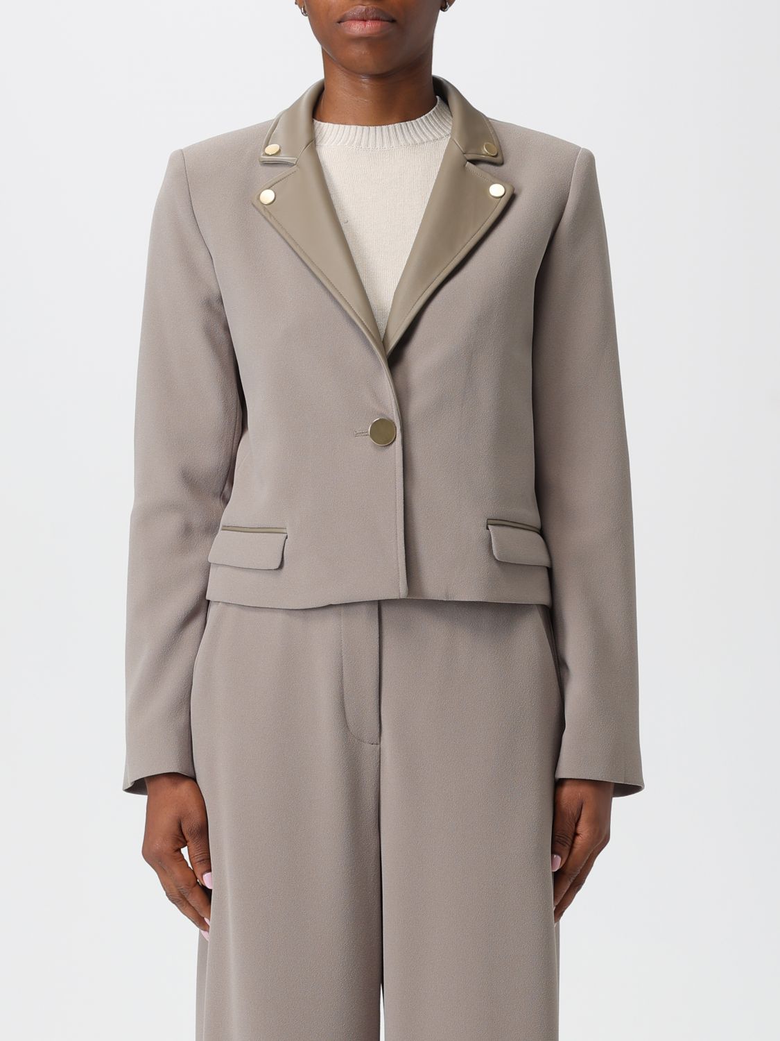 Armani Exchange Blazer Woman Color Beige In Gray