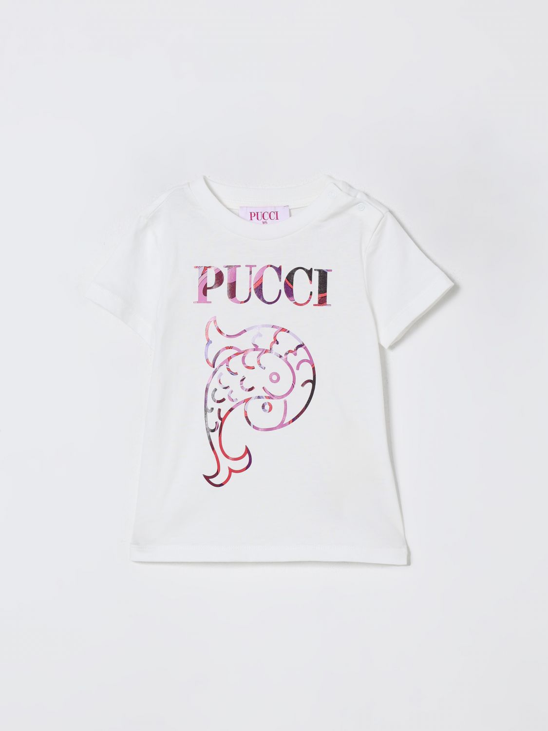 Pucci Baby Girls Fish Logo T-shirt In White