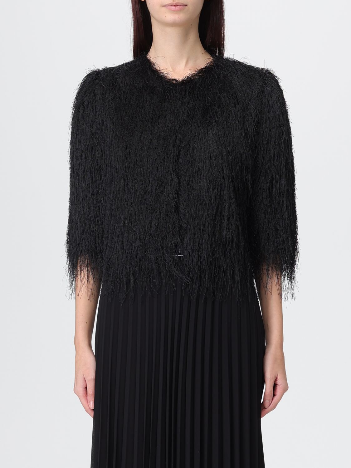 Twinset Fur Coat Woman Color Black In Black