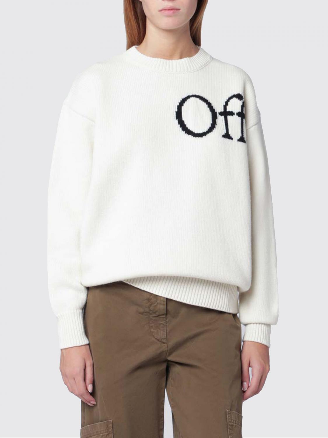 Off-white White Sweater With Logo Intarsia In White