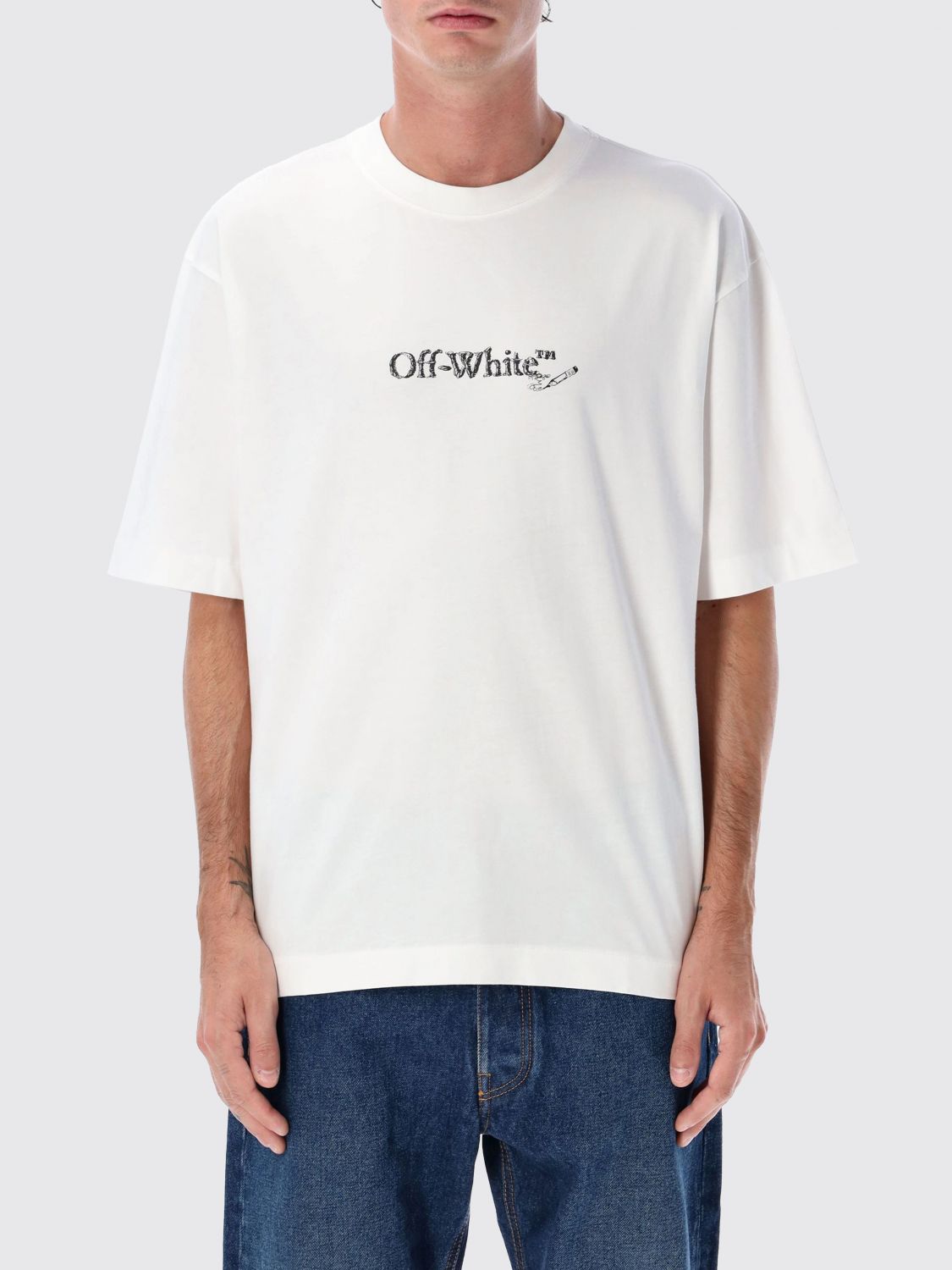 Off-white Scribble Arrow Cotton T-shirt In White