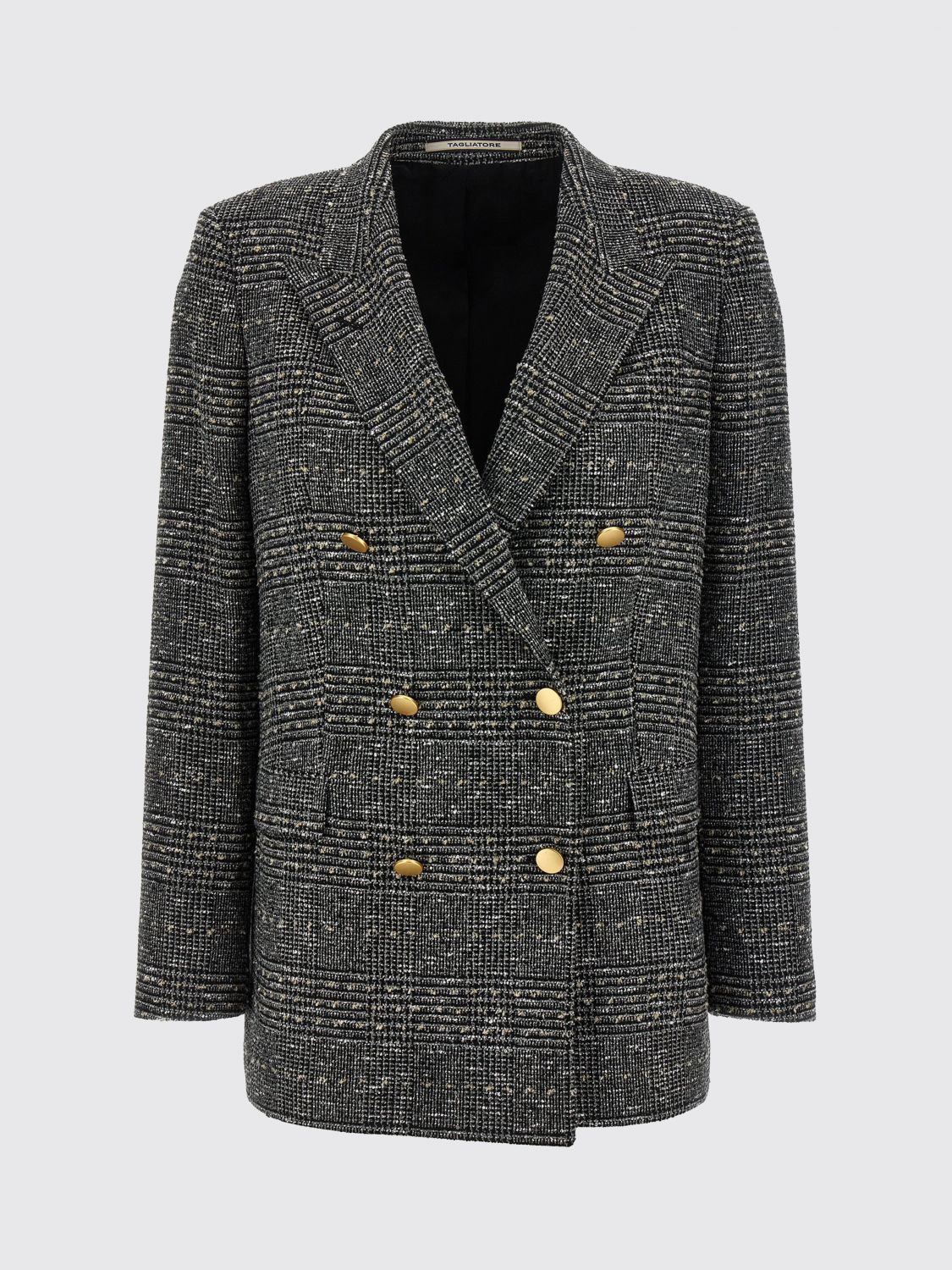 Tagliatore Double Breasted Herringbone Pattern Jacket In Gray