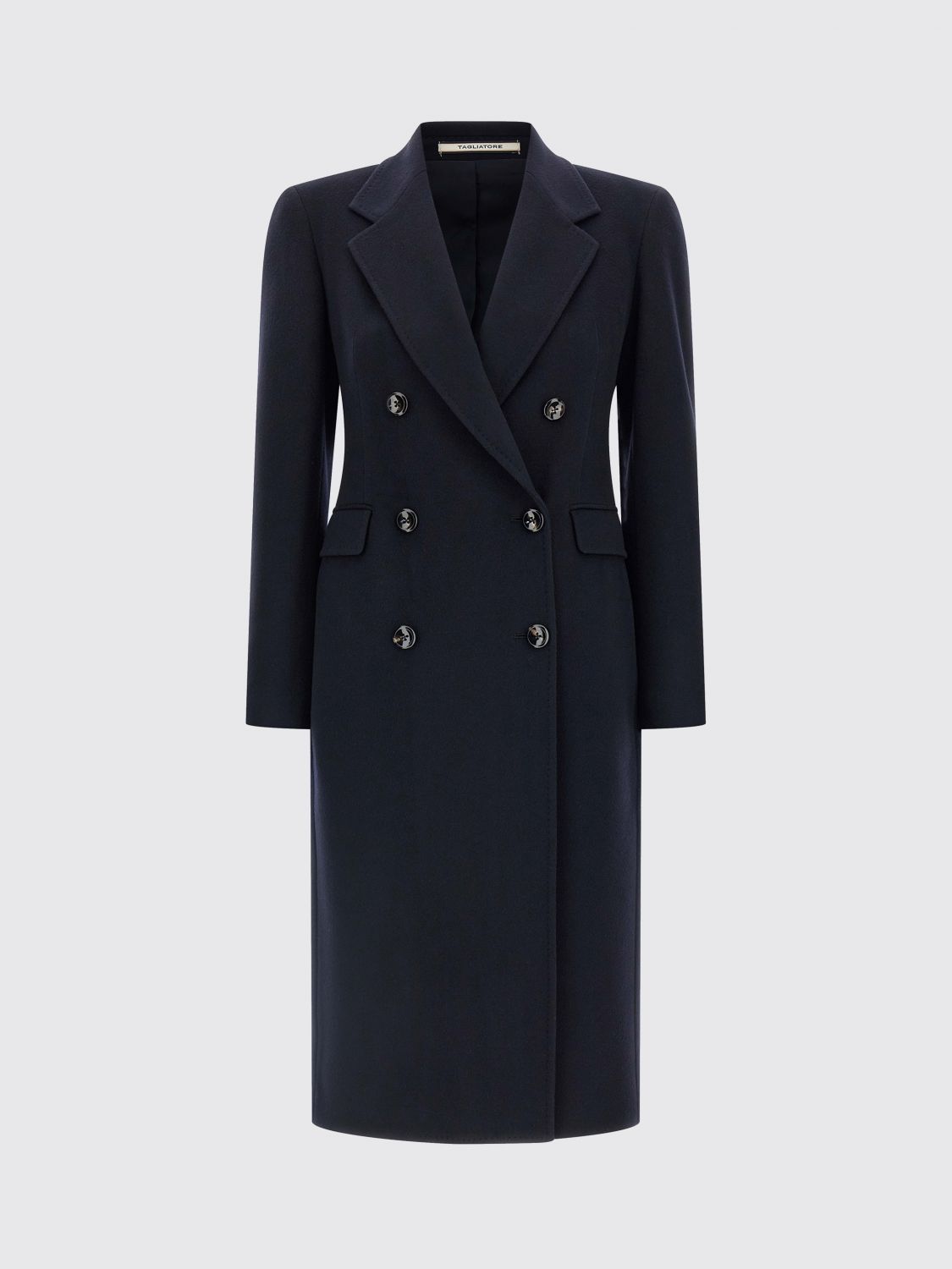 Tagliatore Double-breasted Coat Notched Lapels In Blue