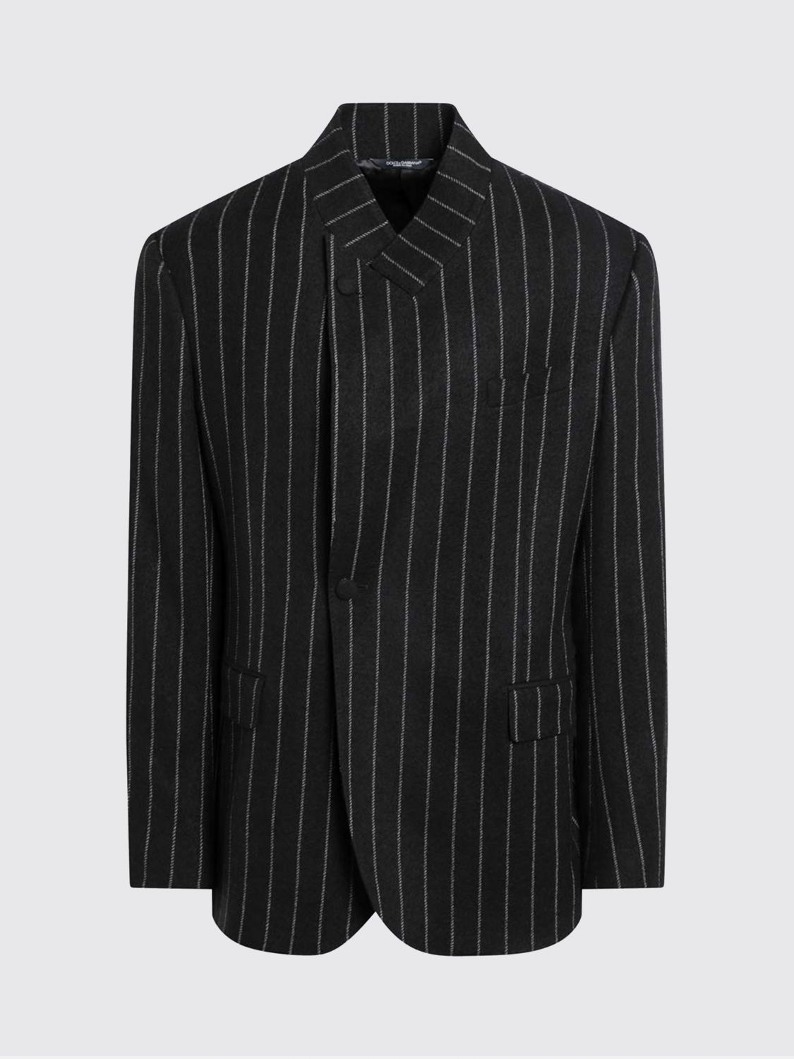 Dolce & Gabbana Pinstripe Wool Blend Single Breasted Coat In Multi