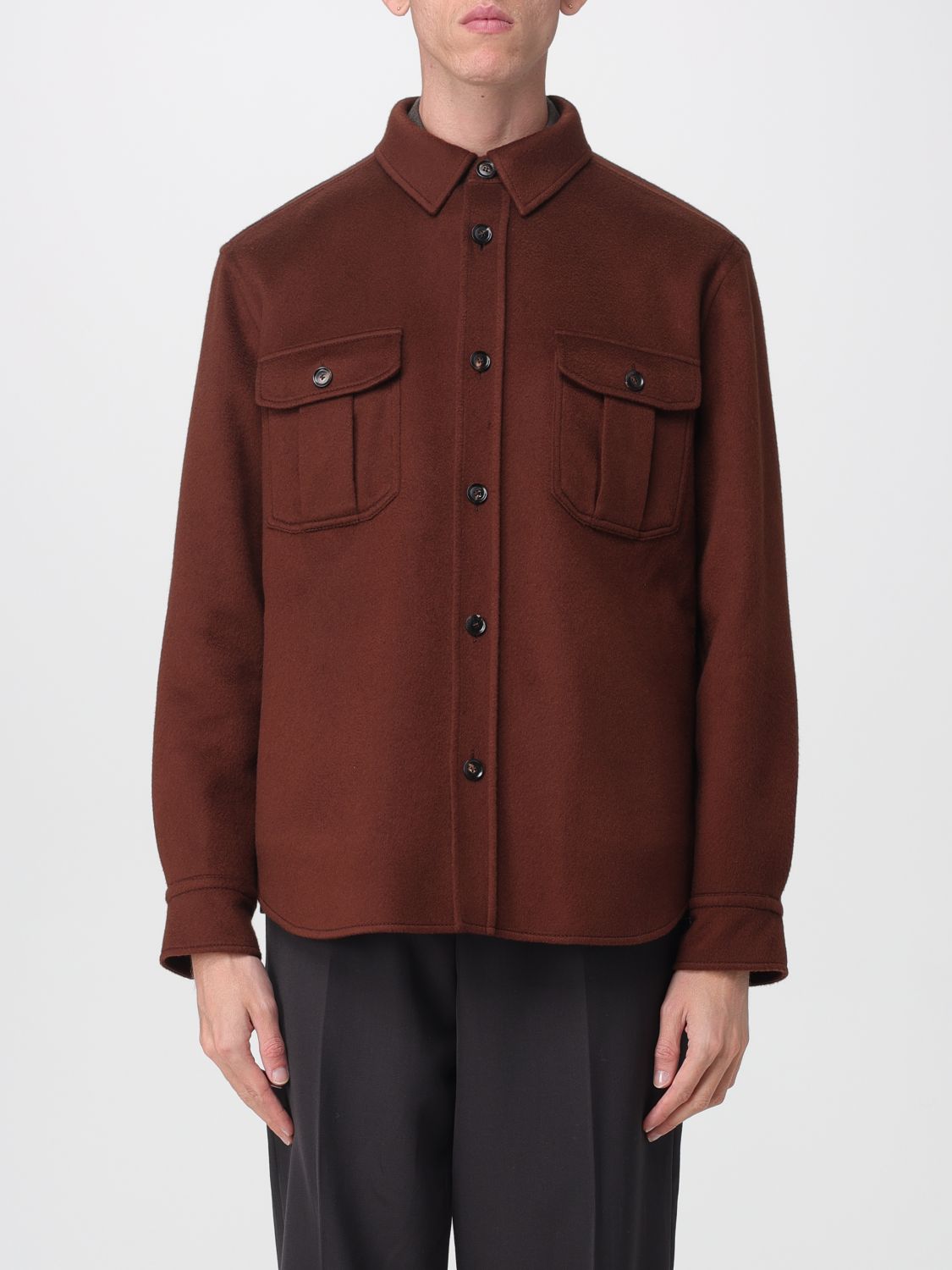 Brioni Men's Wool-cashmere Overshirt In Brown