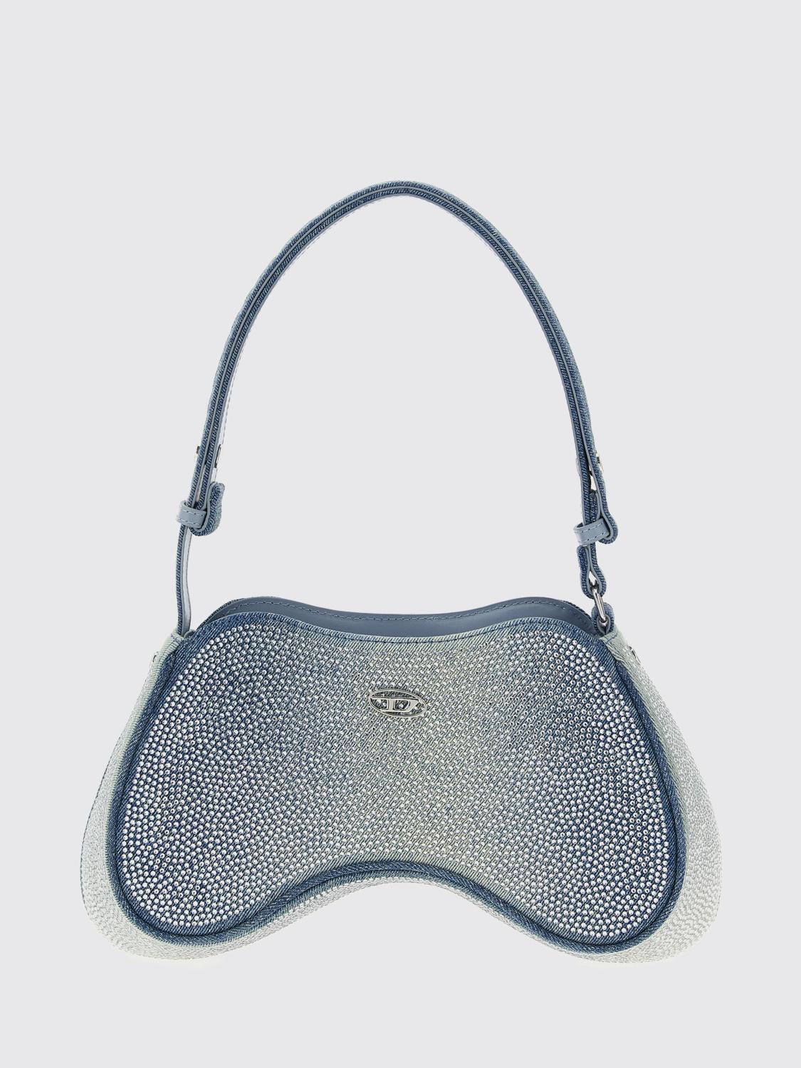 Diesel Rhinestone-embellished Shoulder Bag In Blue