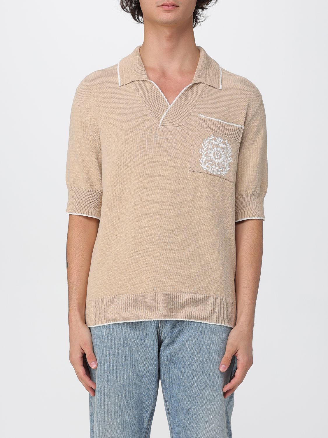 Polo Shirt BALMAIN Men color Beige
