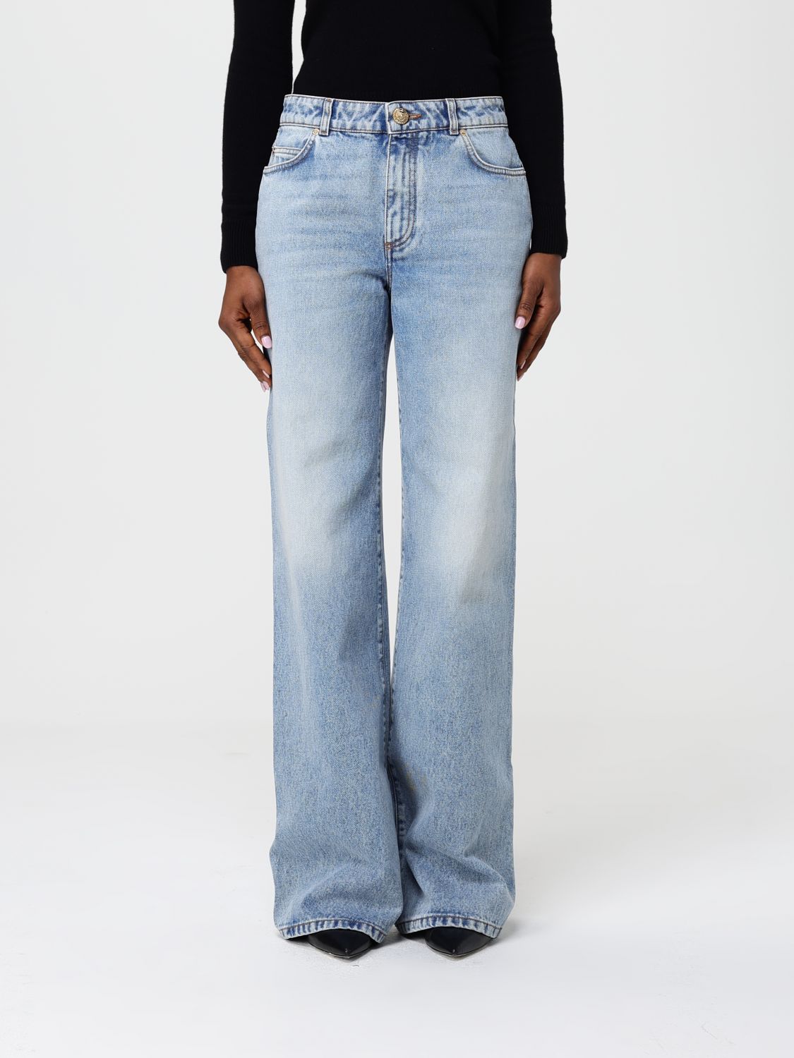 Balmain Jeans Woman Color Blue In Blue
