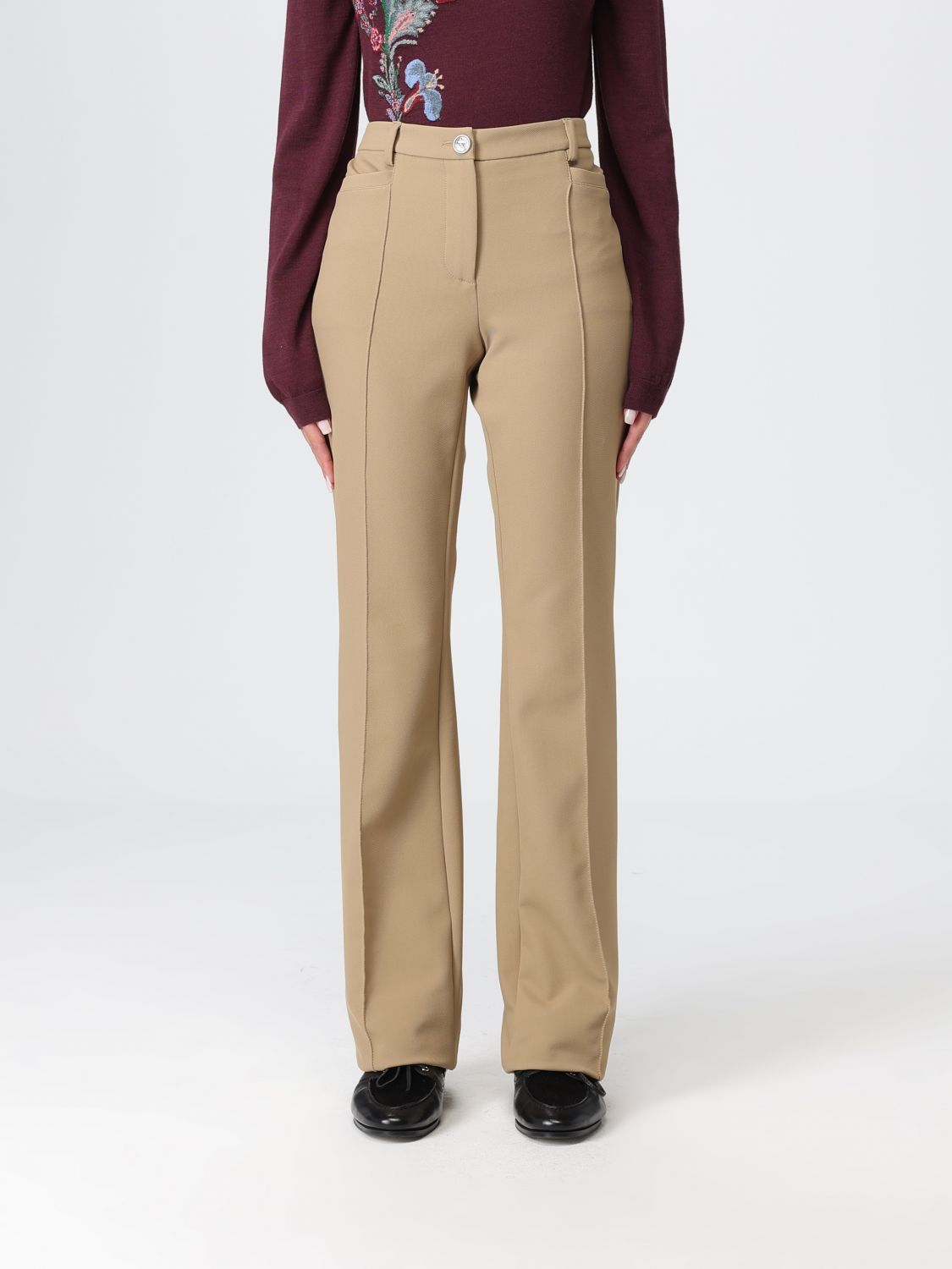 Etro Pants Woman Color Brown In Neutral