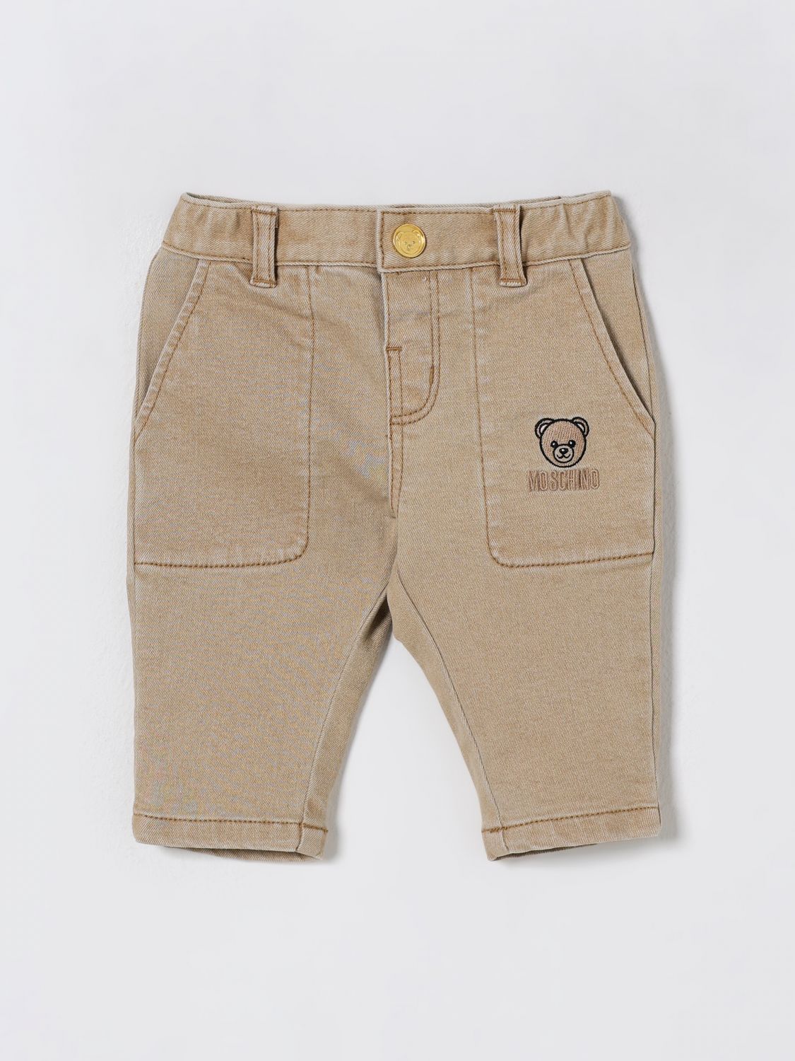 Moschino Pants Kids Color Beige In Brown