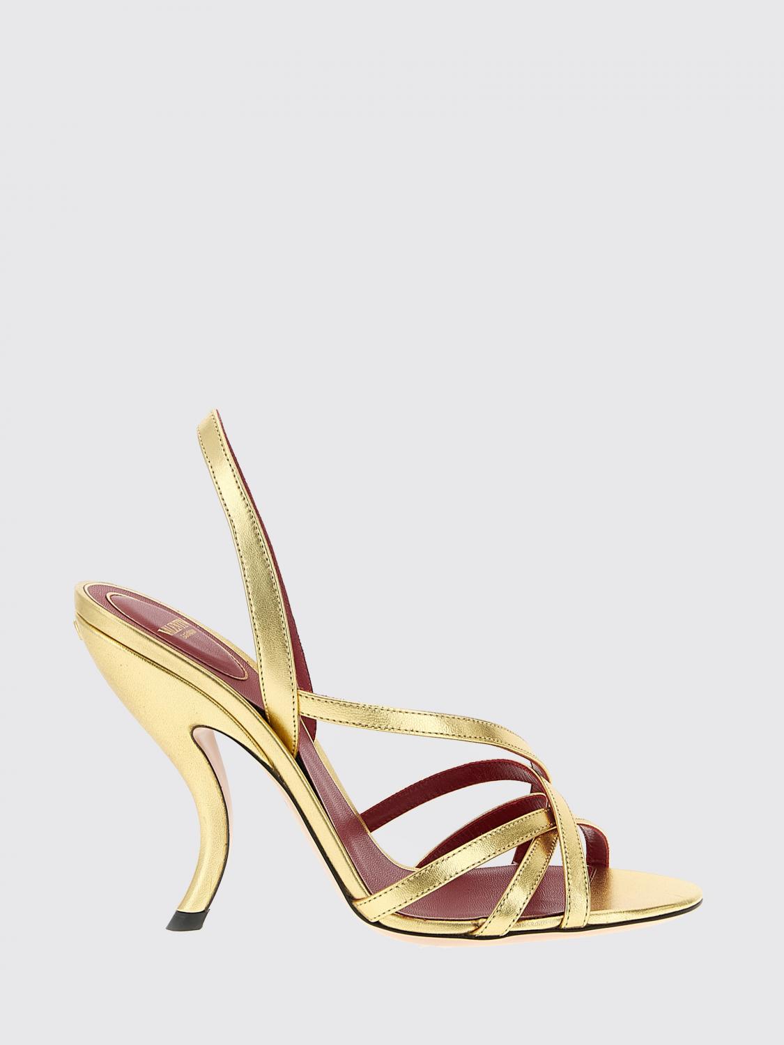 Valentino Flat Sandal Woman Color Gold In Animal Print