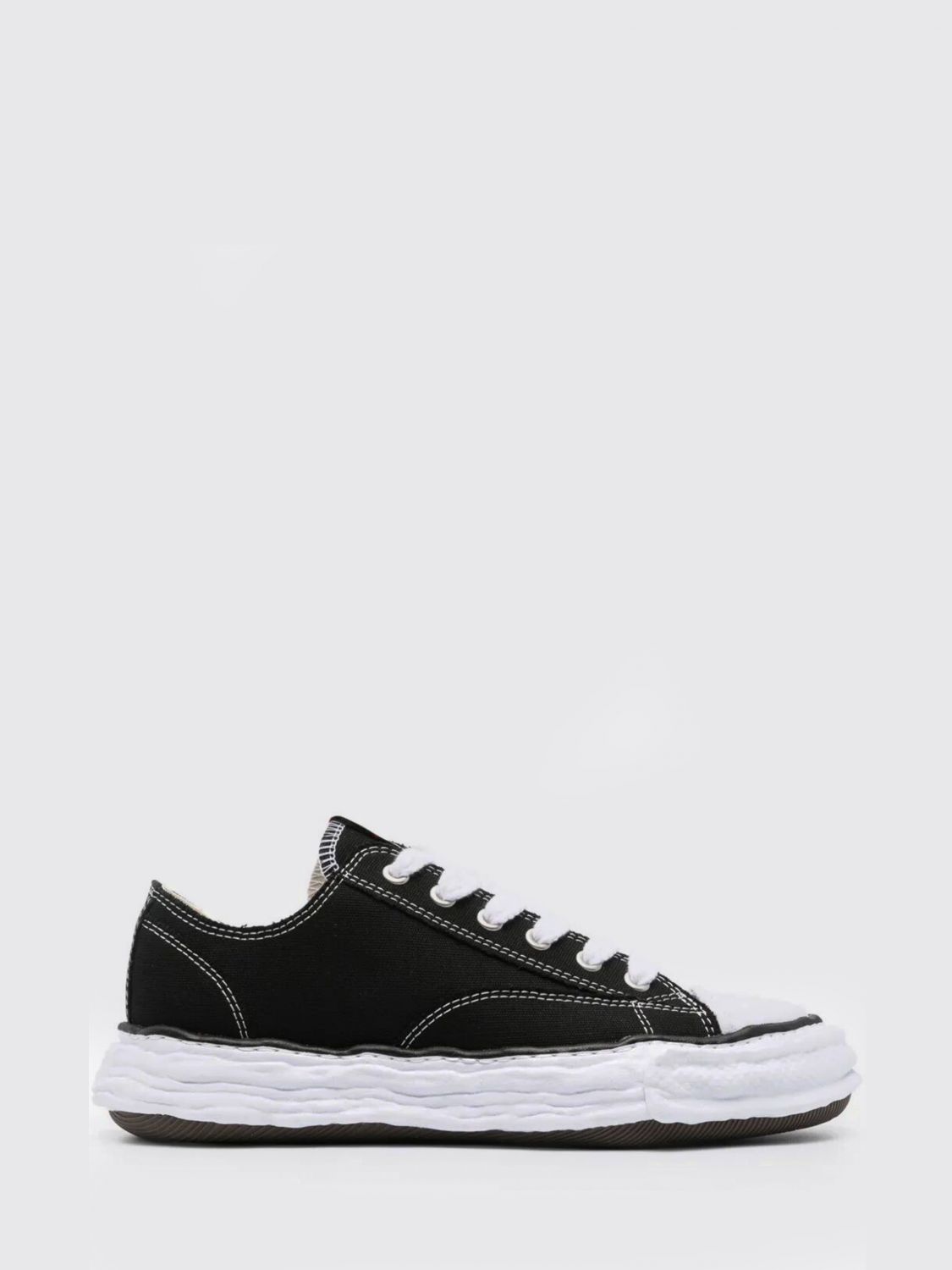 Miharayasuhiro Cotton Low-top Sneakers With Textured Rubber Sole In Black
