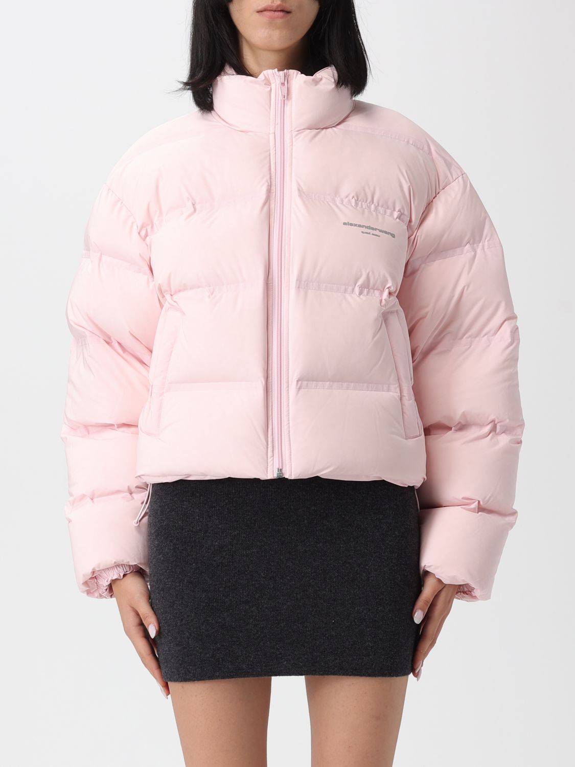 Alexander Wang Cropped Jacket With Logo In Pink