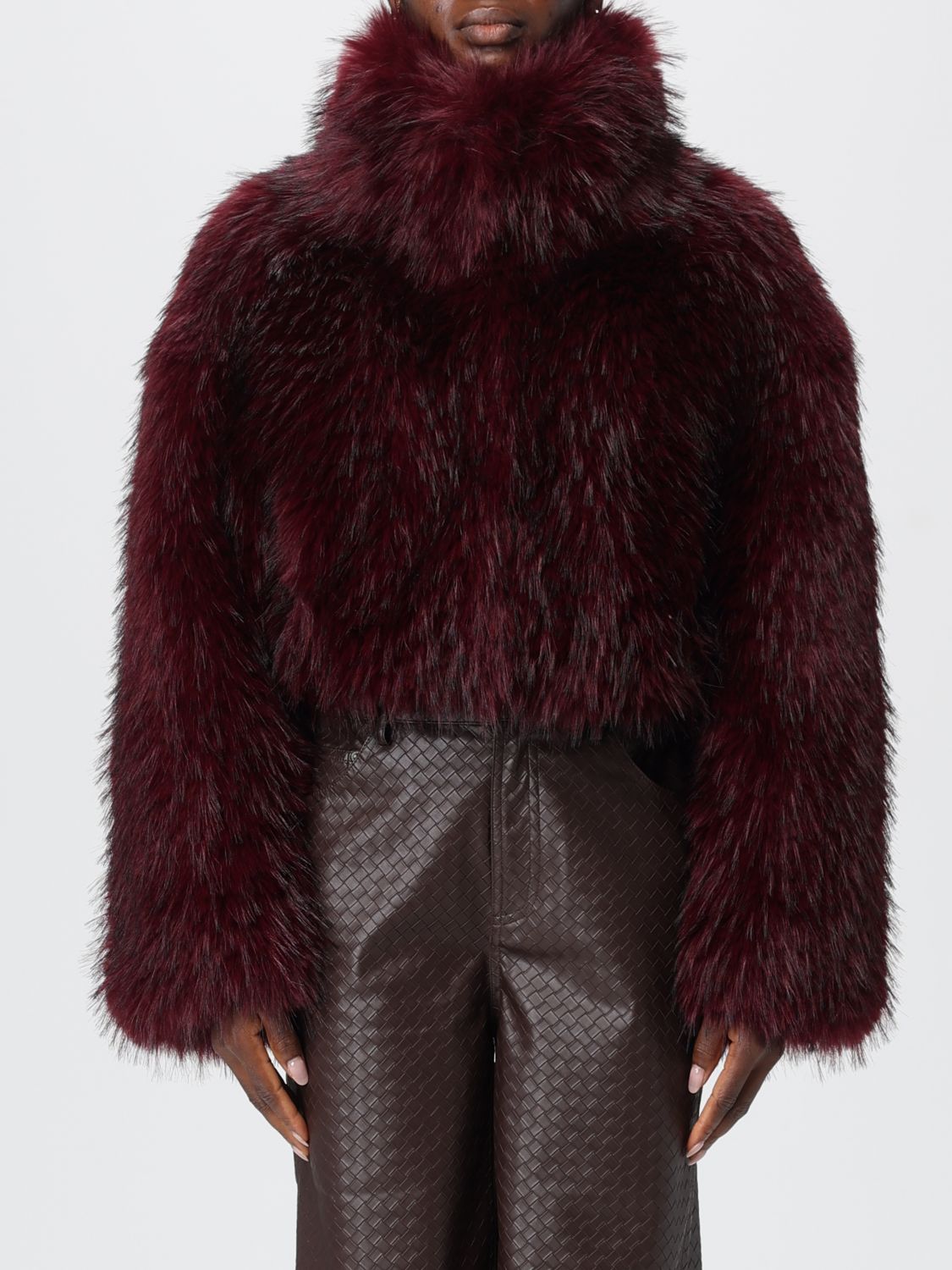 Rotate Birger Christensen Fur Coat Rotate Woman Color Brown In Burgundy