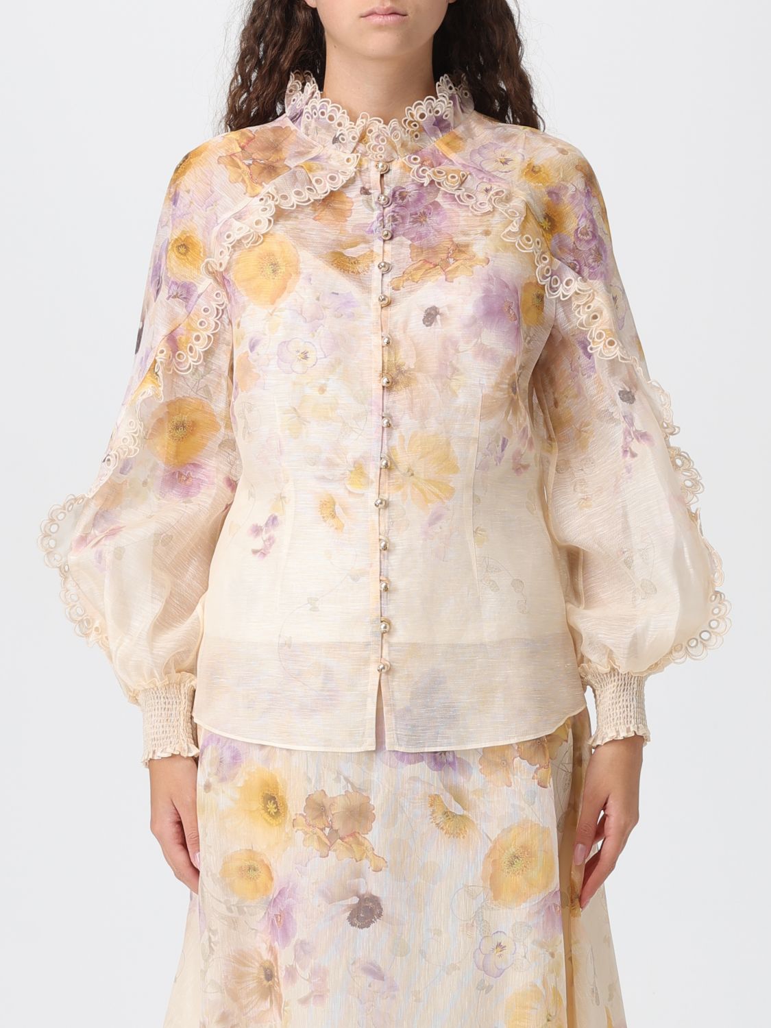 Zimmermann Memento Ruffled Floral-print Blouse In Neutral