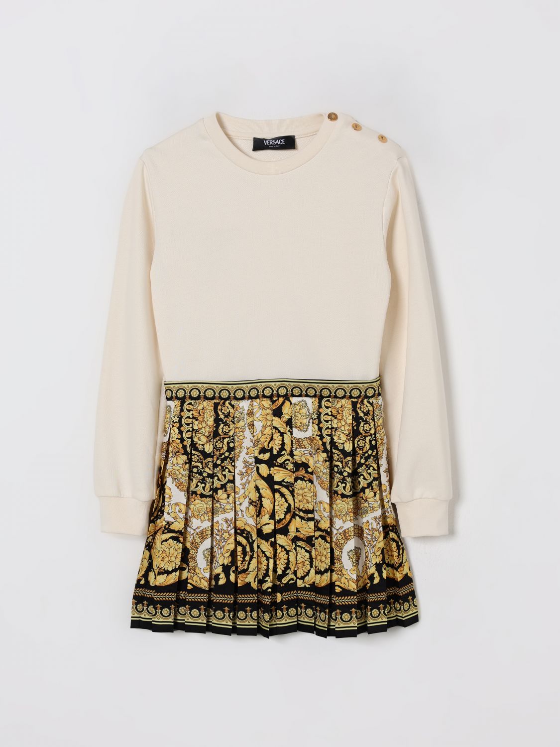 Versace Barocco-print Sweater Dress In White