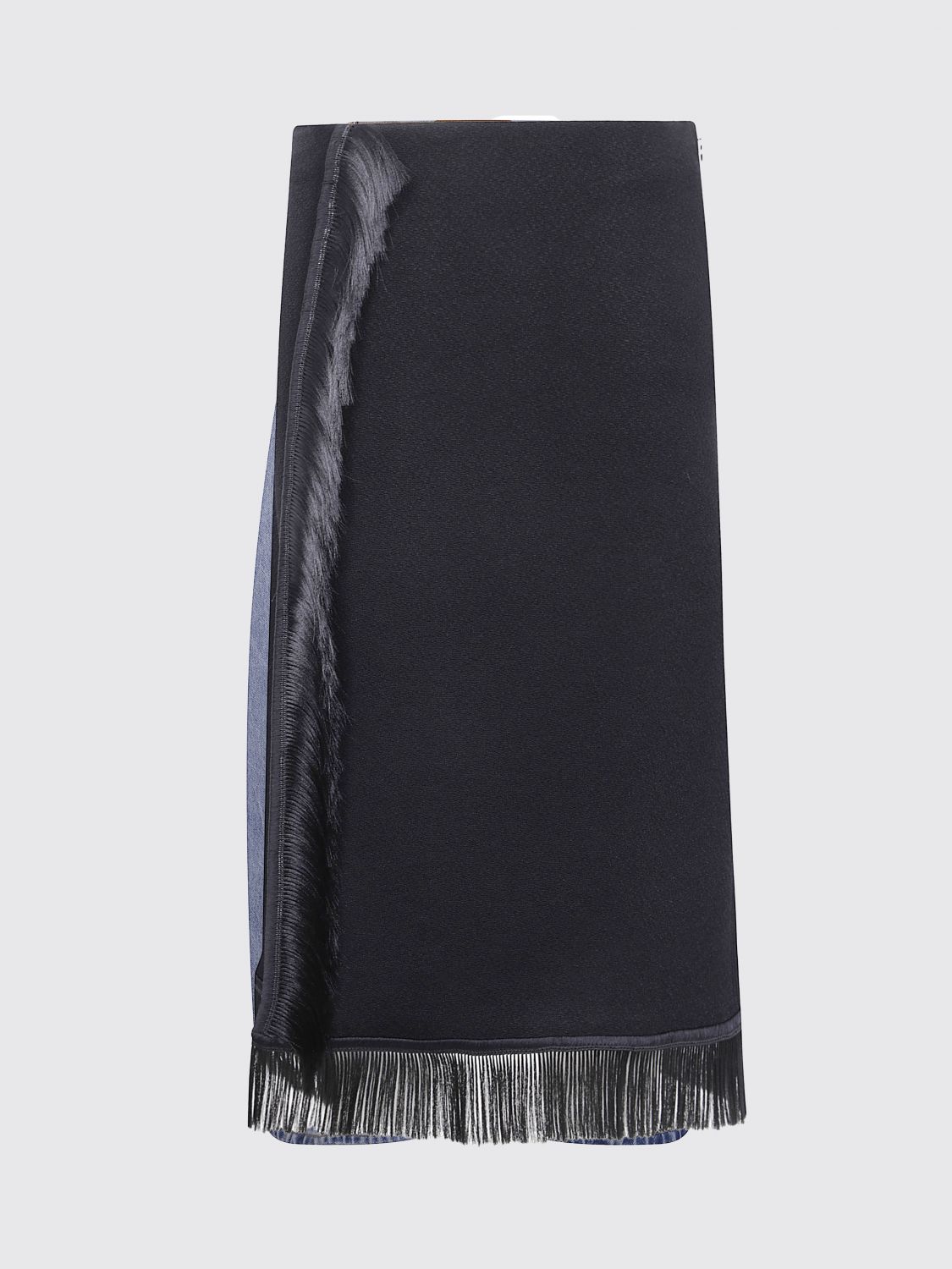 Jil Sander Asymmetric Fringe Midi Skirt In Black