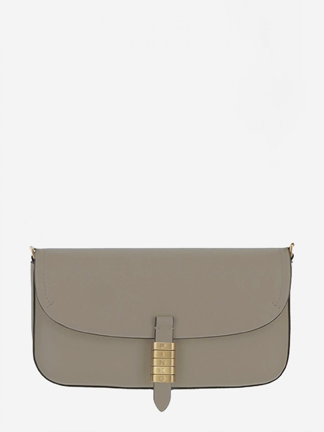 Pinko Flap-closure Leather Shoulder Bag In Gray