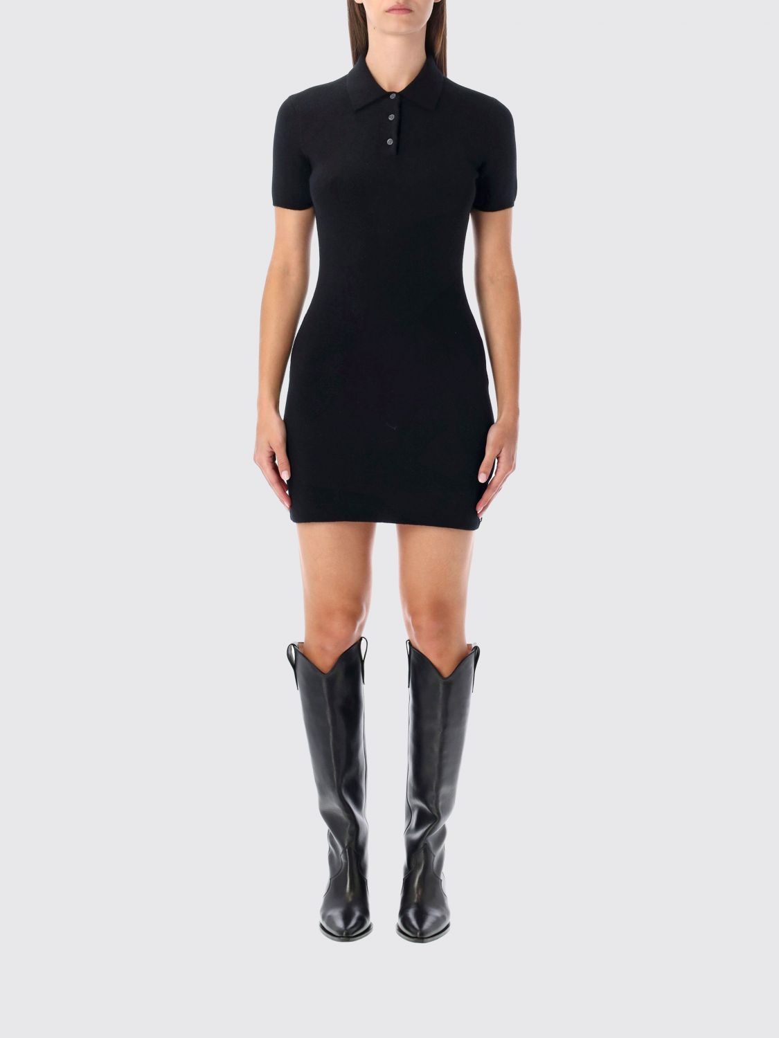 Alexander Wang T Abito Polo In Misto Lana Nera Donna In Black