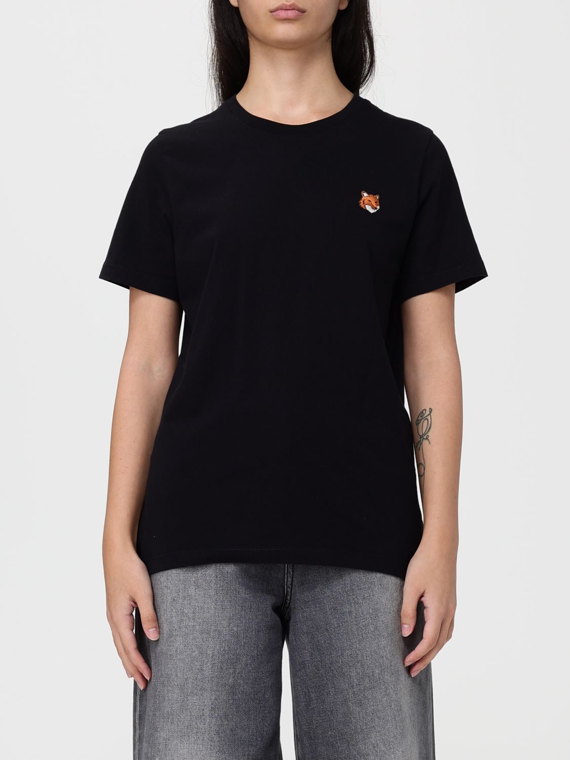 Maison Kitsuné Crew Neck T-shirt In Cotton In Black