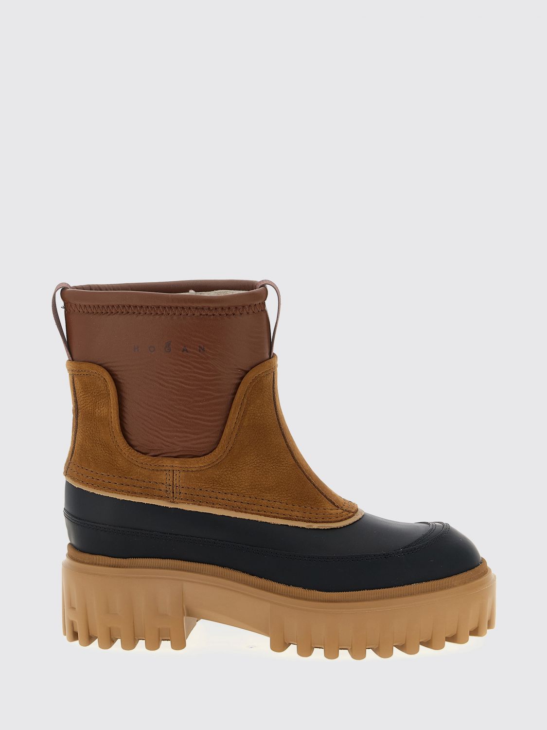 Hogan Chunky Sole Ankle Boots With Pull Tab In Brown