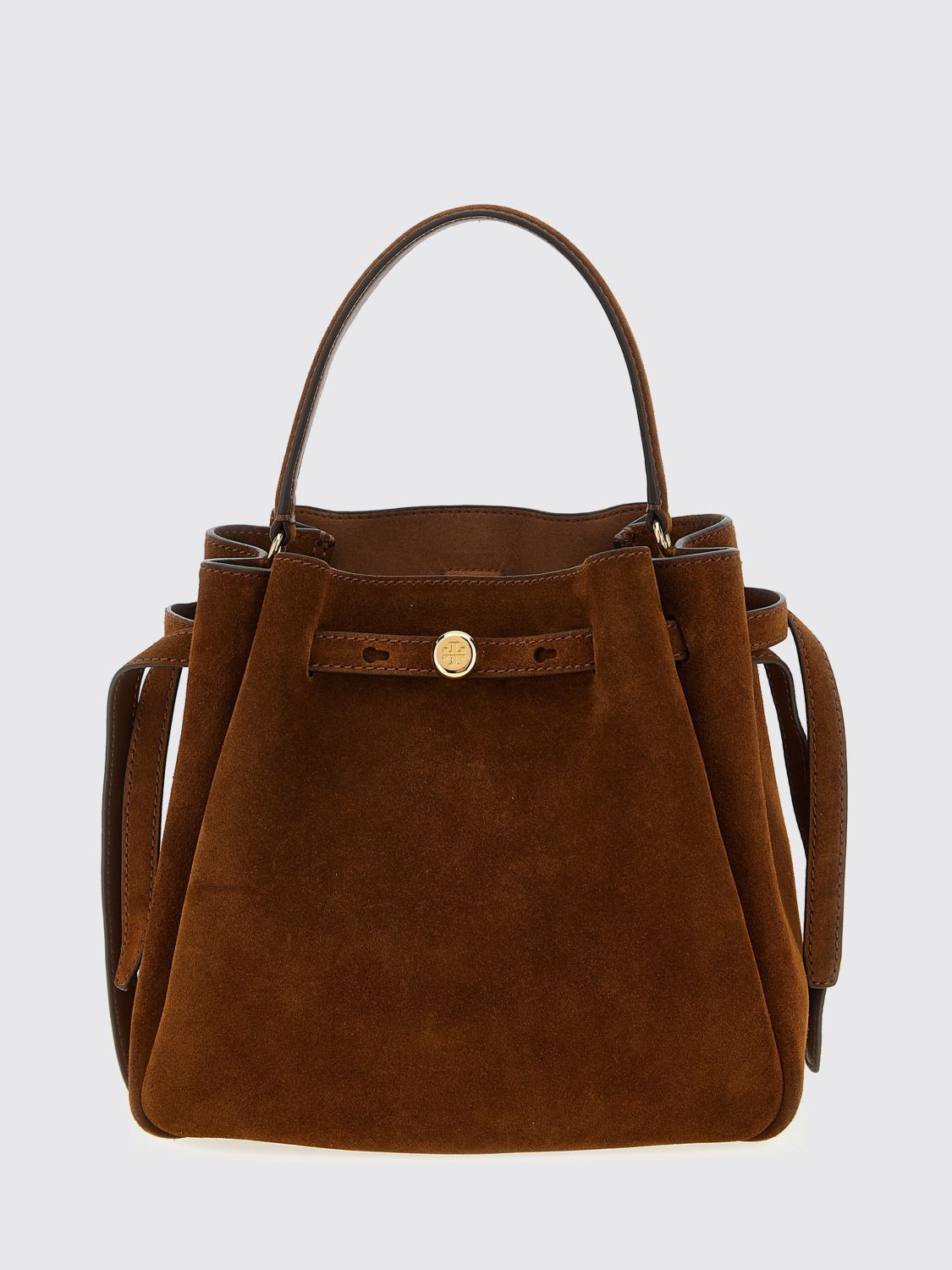 Tory Burch Romy Suede Bucket Bag In Brown