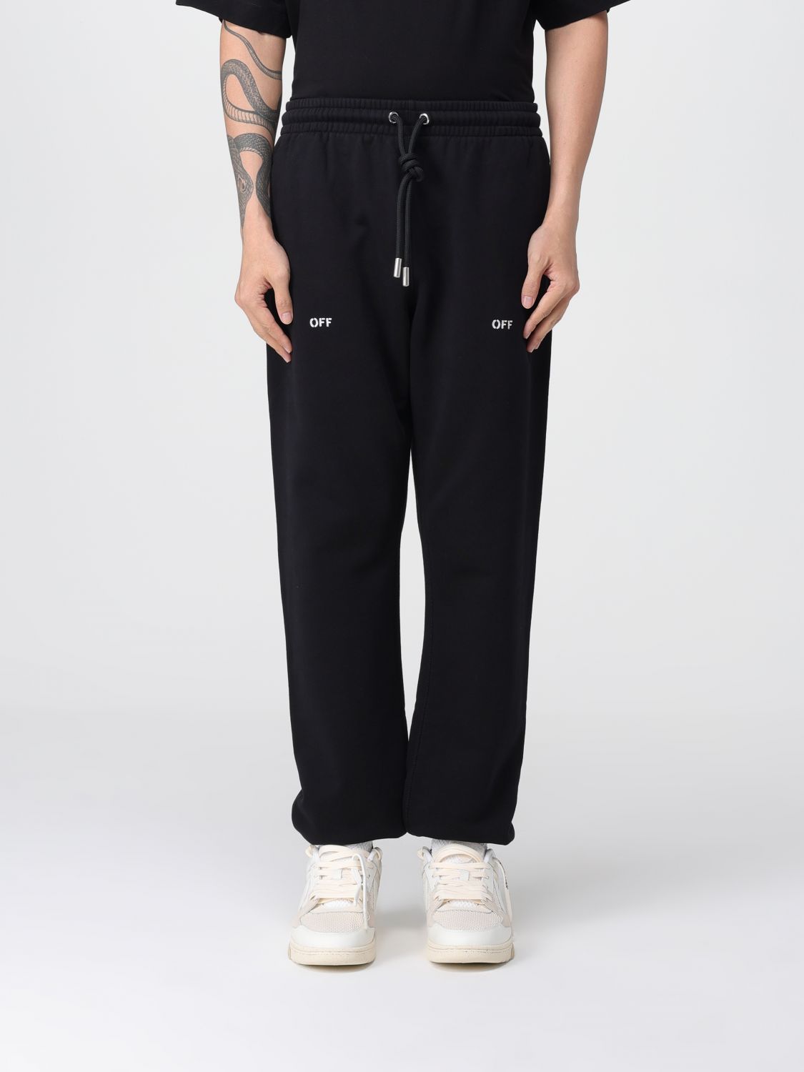 Off-white Arrows Printed Drawstring Pants In Black