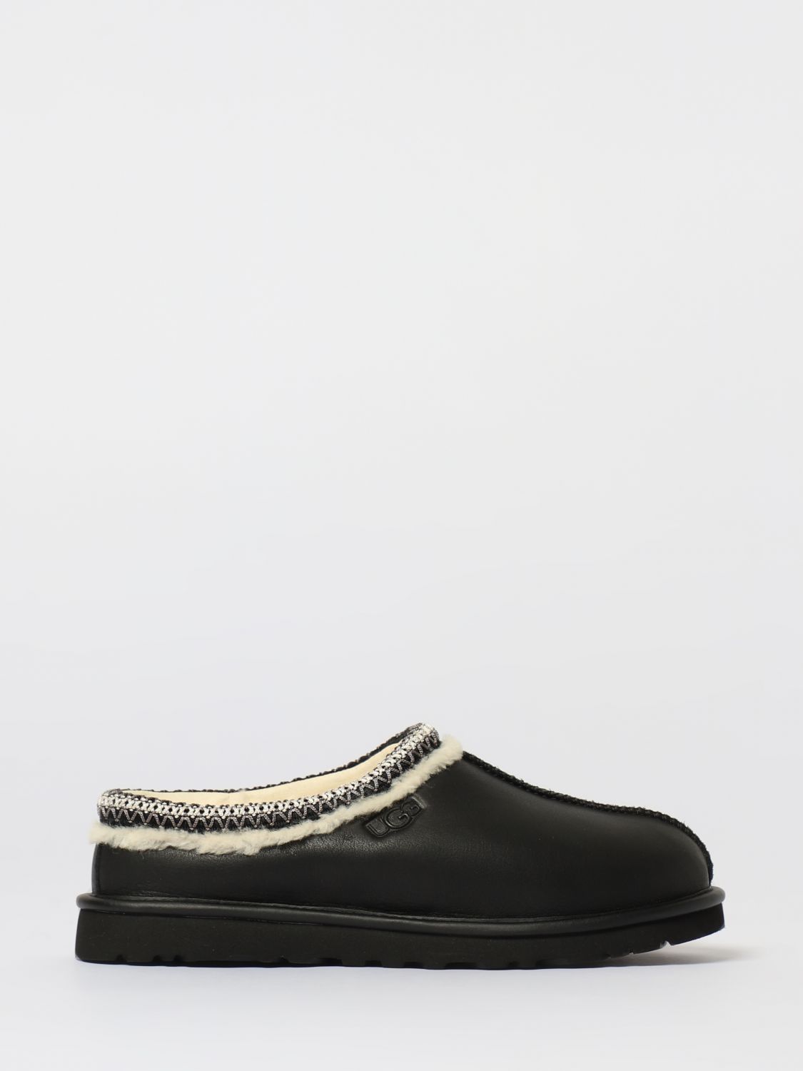 Ugg Round Toe Flat Sole Embroidered Sandals In Black