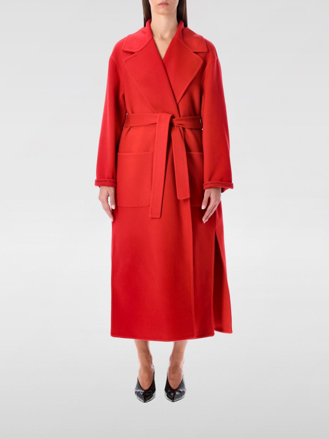 Fabiana Filippi Coat In Double Wool And Cashmere In Red