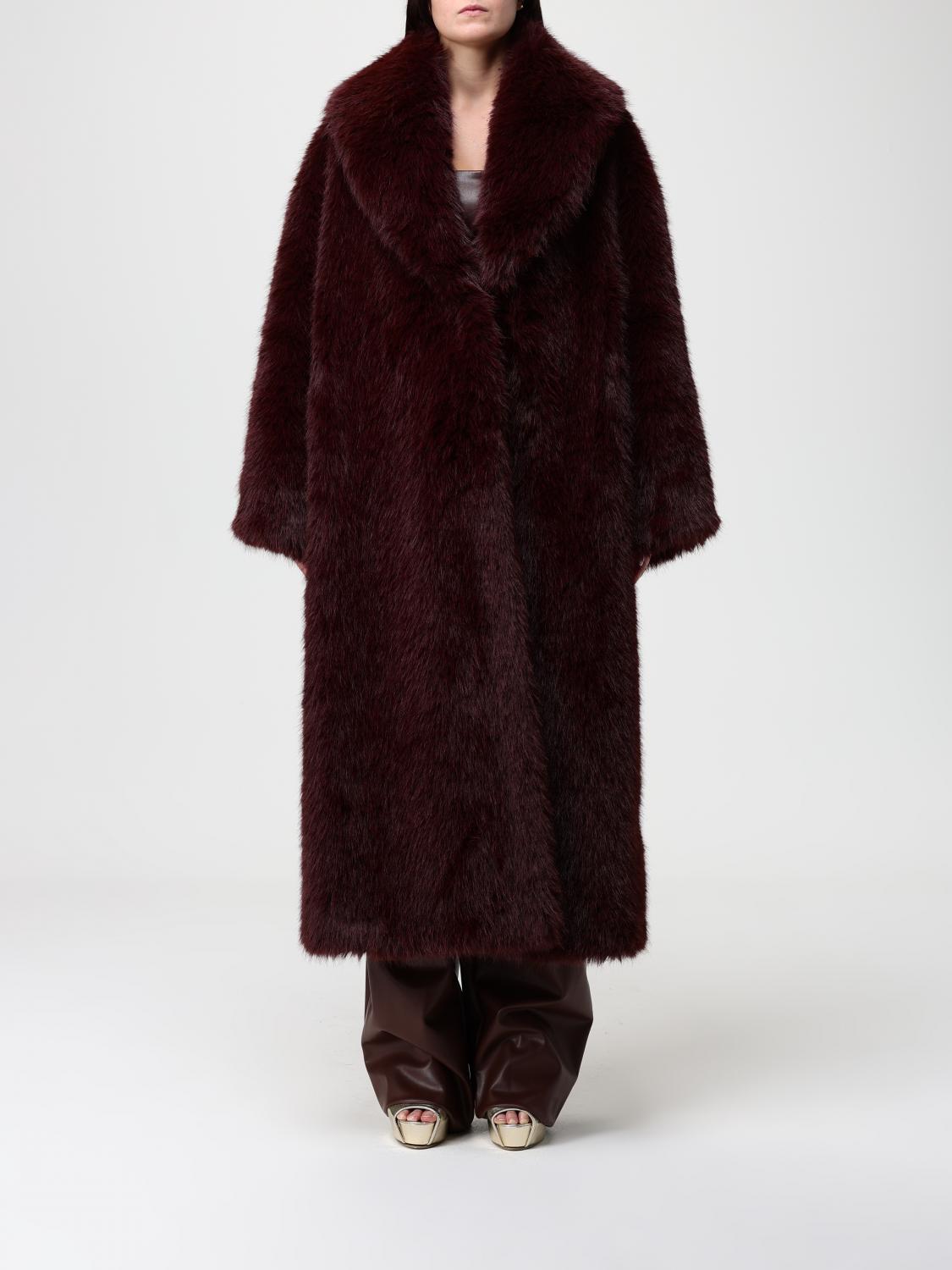 Elisabetta Franchi Fur Coat  Woman Color Burgundy In Burgundy