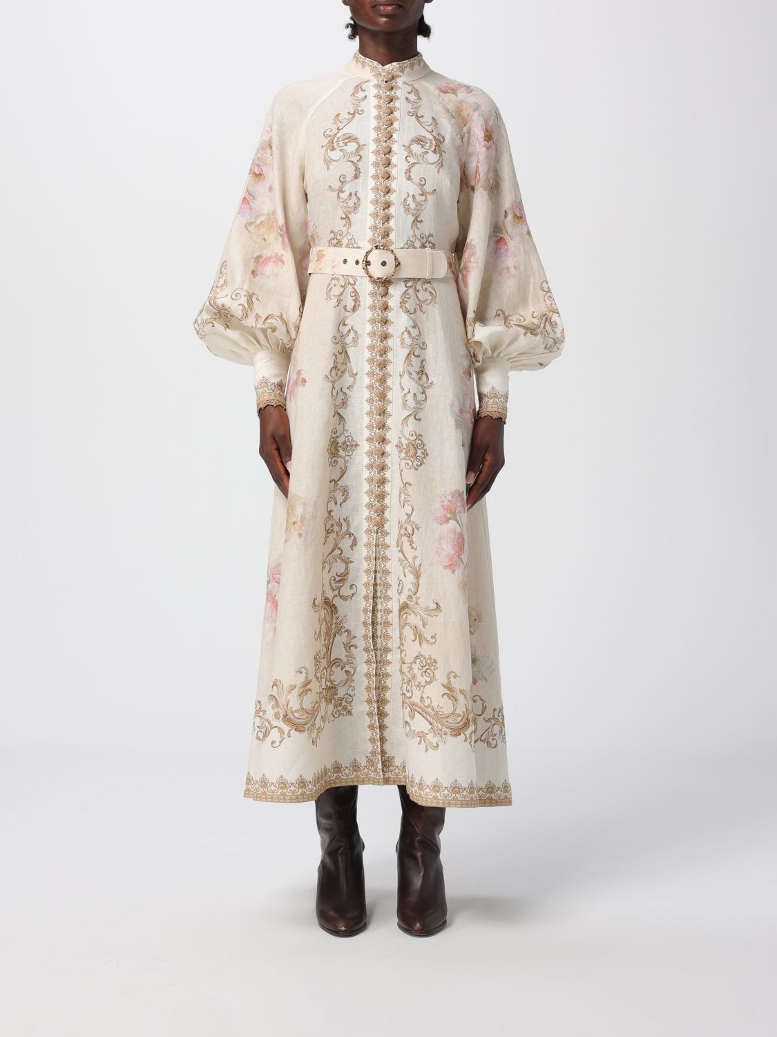 Zimmermann Midi Dress With Buttons "hypnotic" In Neutral