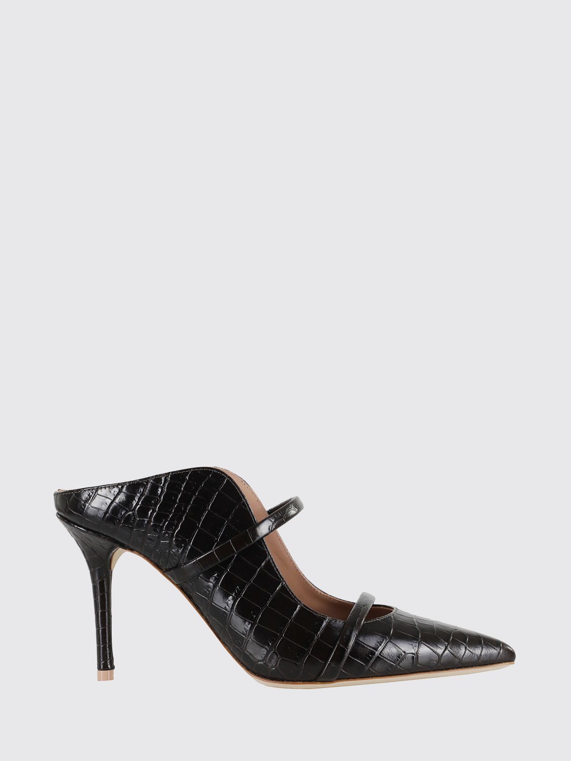Malone Souliers 85mm Maureen Crocodile-effect Pointed-toe Mules In Black