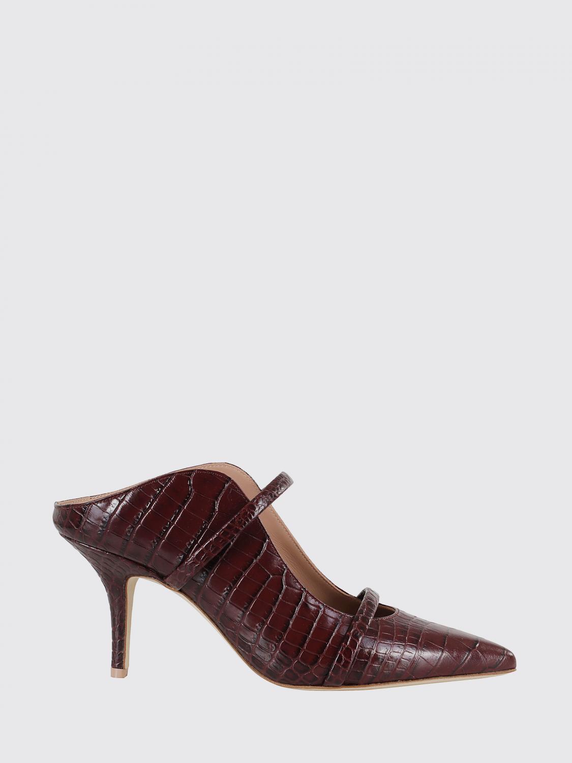 Malone Souliers 70mm Crocodile-effect Mules In Burgundy