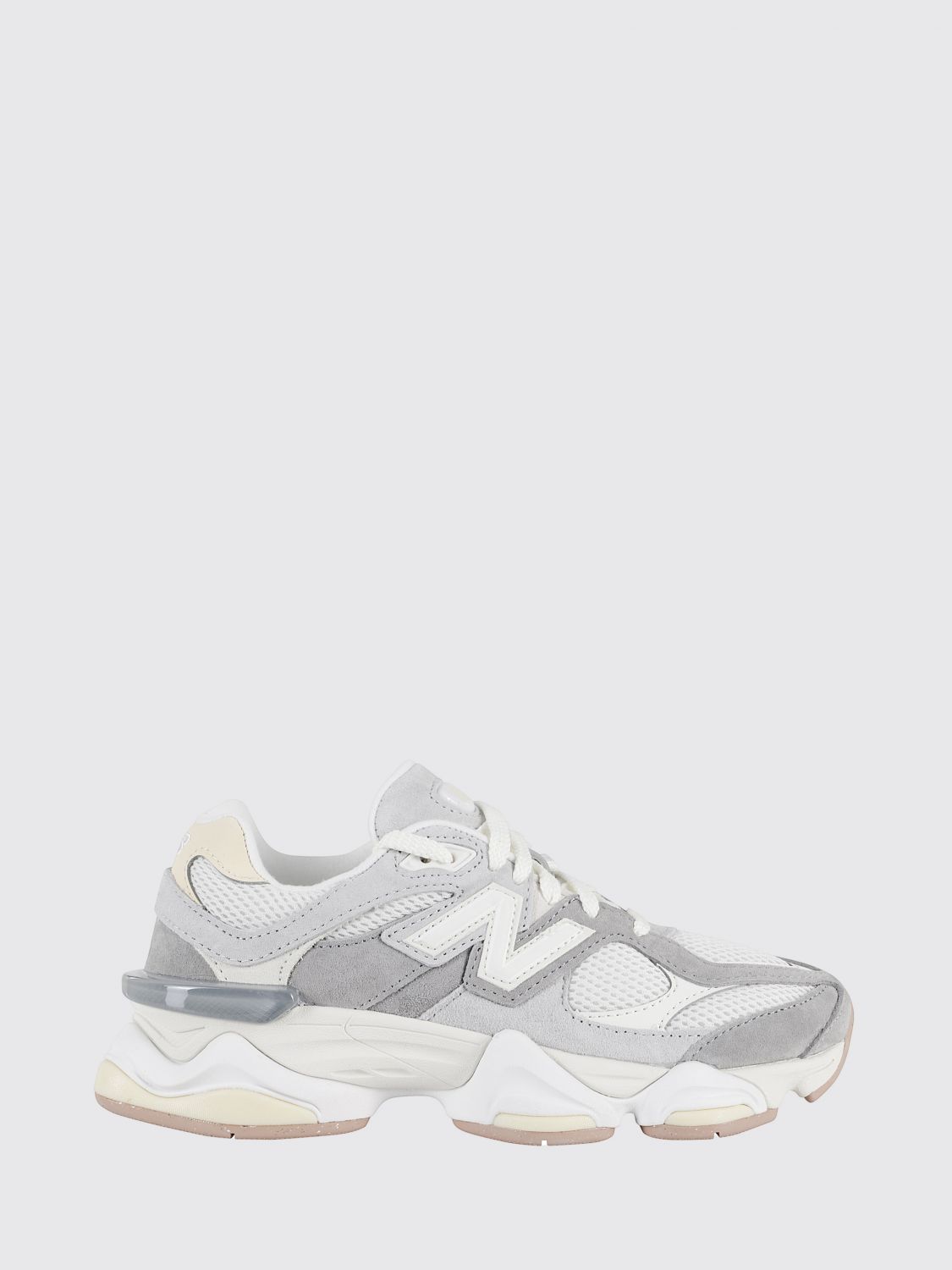 New Balance Round Toe Panelled Sneakers With Rubber Sole In Gray