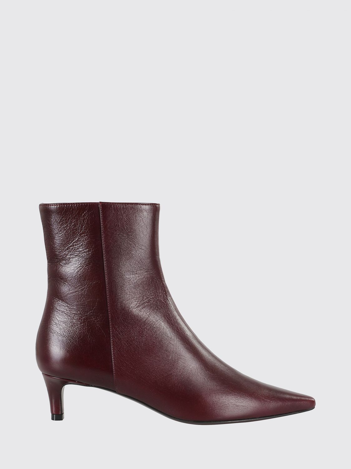 Roberto Festa Burgundy Leather Ankle Boot In Red