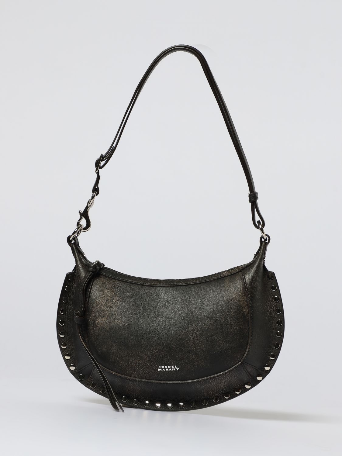 Isabel Marant Women Oskan Moon Leather Shoulder Bag In Black