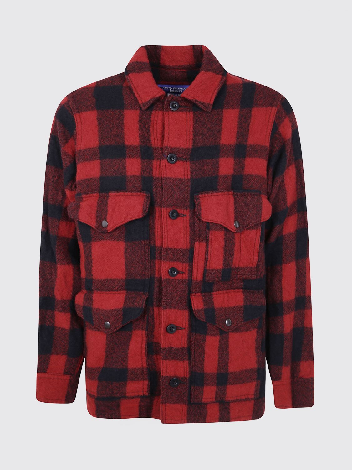 Junya Watanabe Checked Press-stud Shirt Jacket In Red
