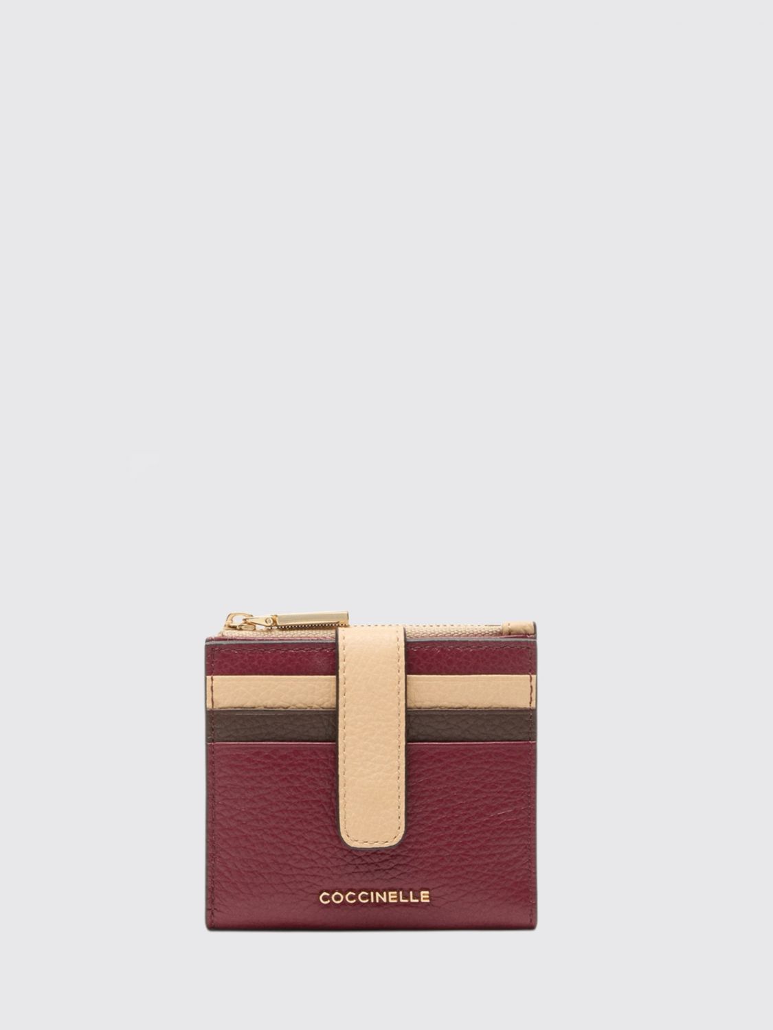 Coccinelle Striped Zip Wallet In Brown