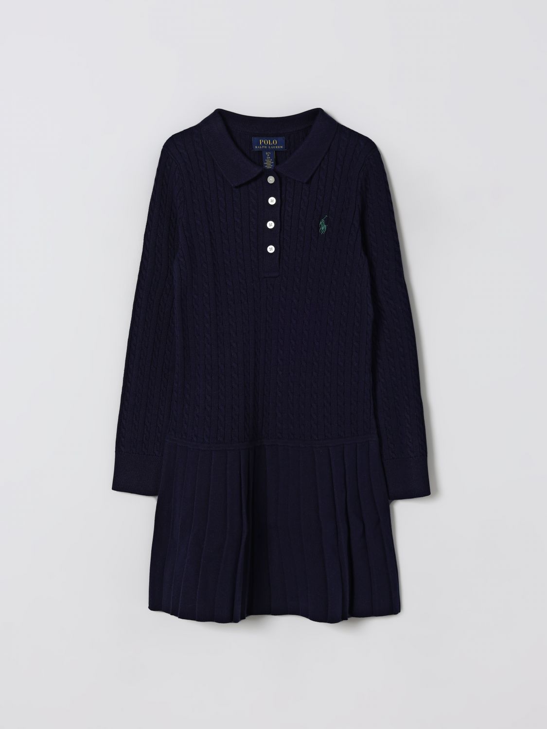 Polo Ralph Lauren Girls 2t-6x Mini-cable Long Sleeves Sweater Dress In Blue
