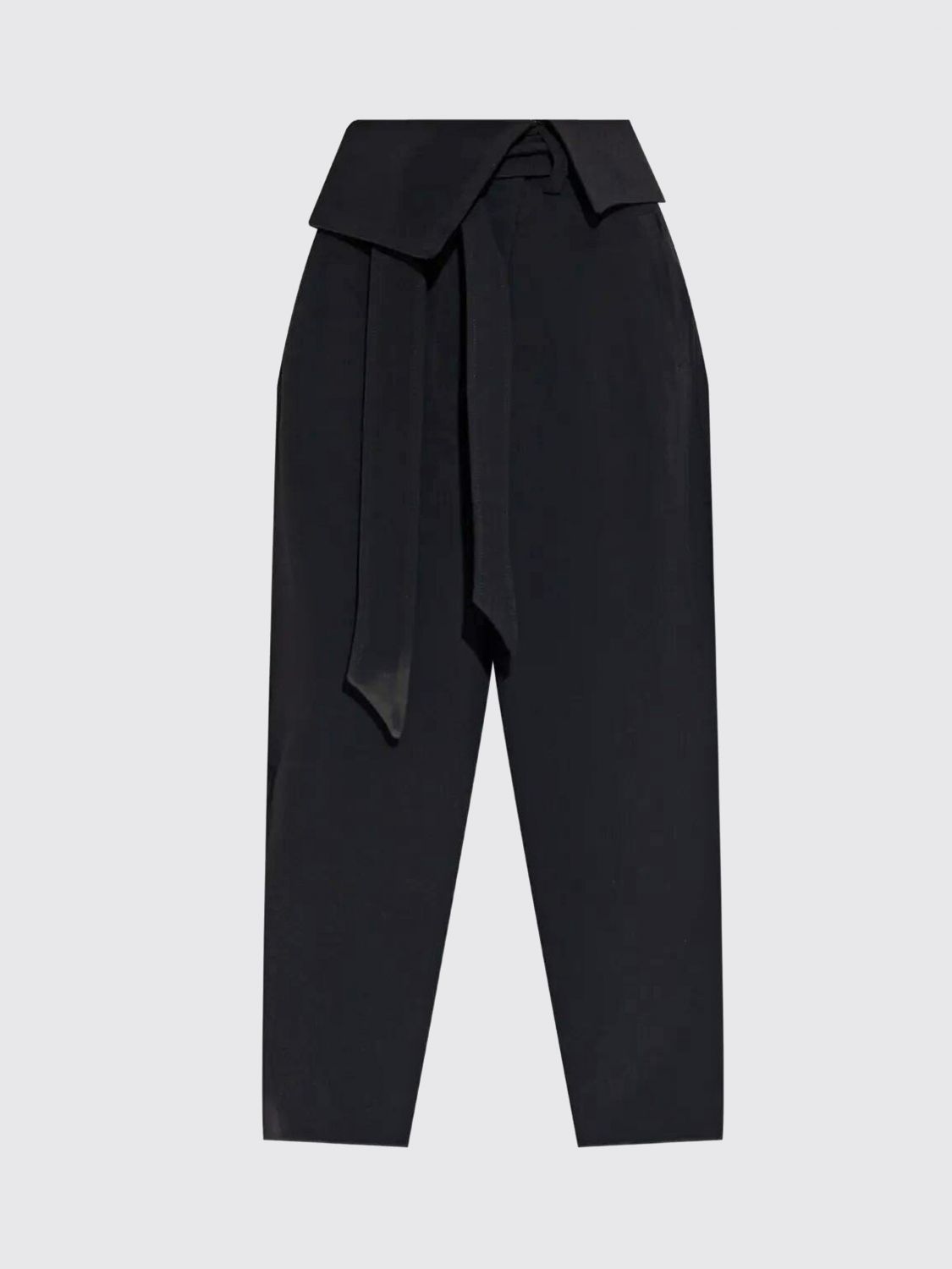 Attico Wrap-effect Belted Trousers In Black
